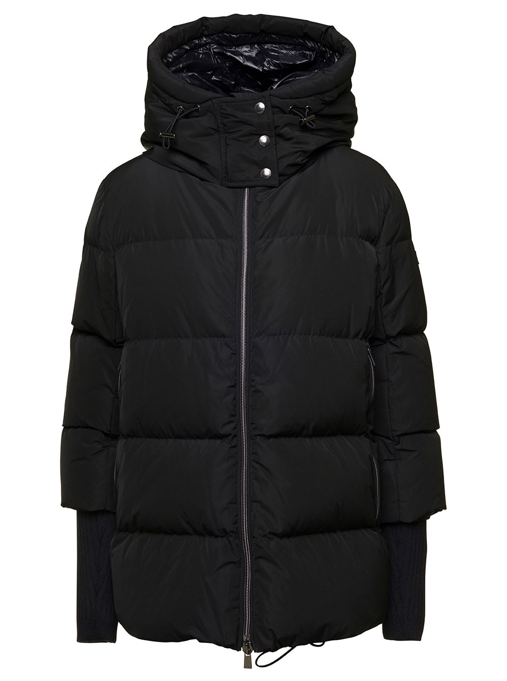 azara Black Hooded Down Jacket With Logo Detail In Nylon Woman