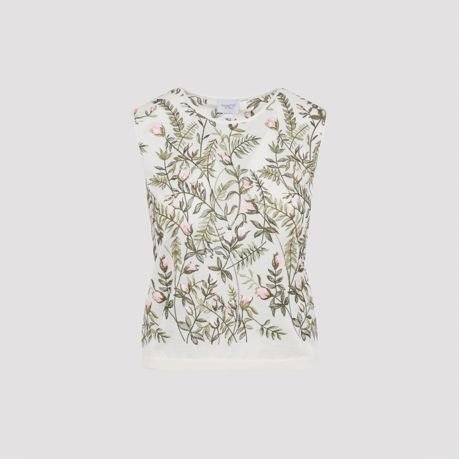 Giambattista Valli Floral-embroidered Cashmere And Silk Top In Multi