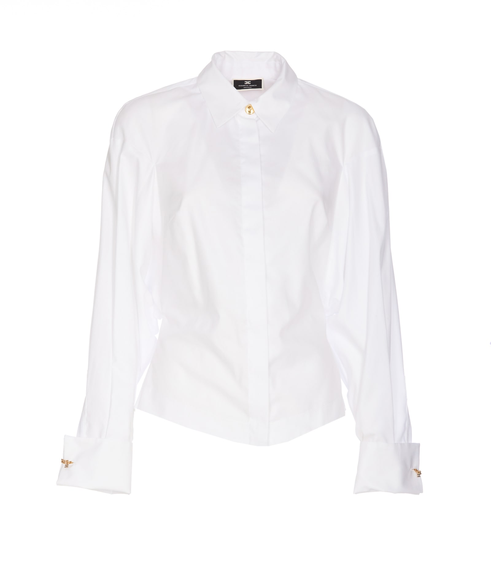 Elisabetta Franchi Crisp White Cotton Shirt With Tailored Silhouette In White