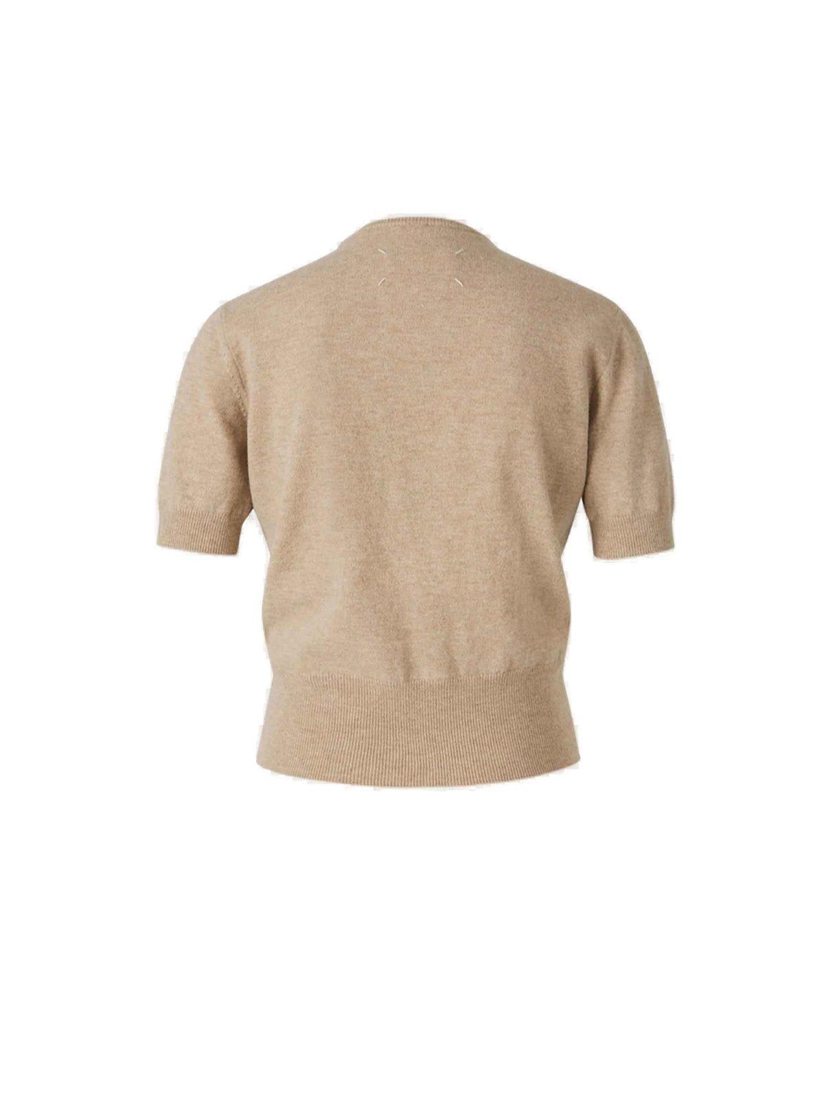 Maison Margiela Knitted Crewneck Top In Brown