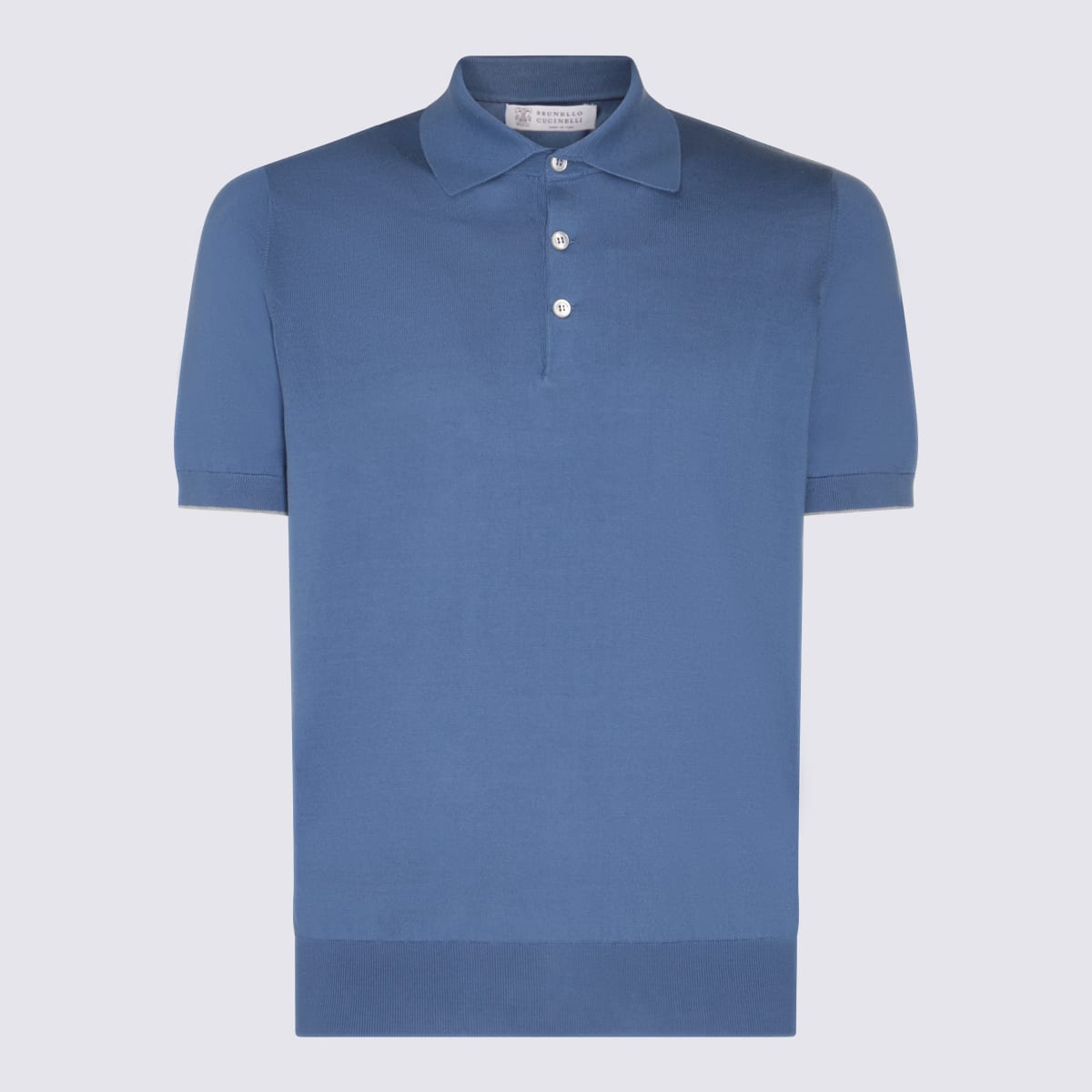 Shop Brunello Cucinelli Blue Cotton Polo Shirt