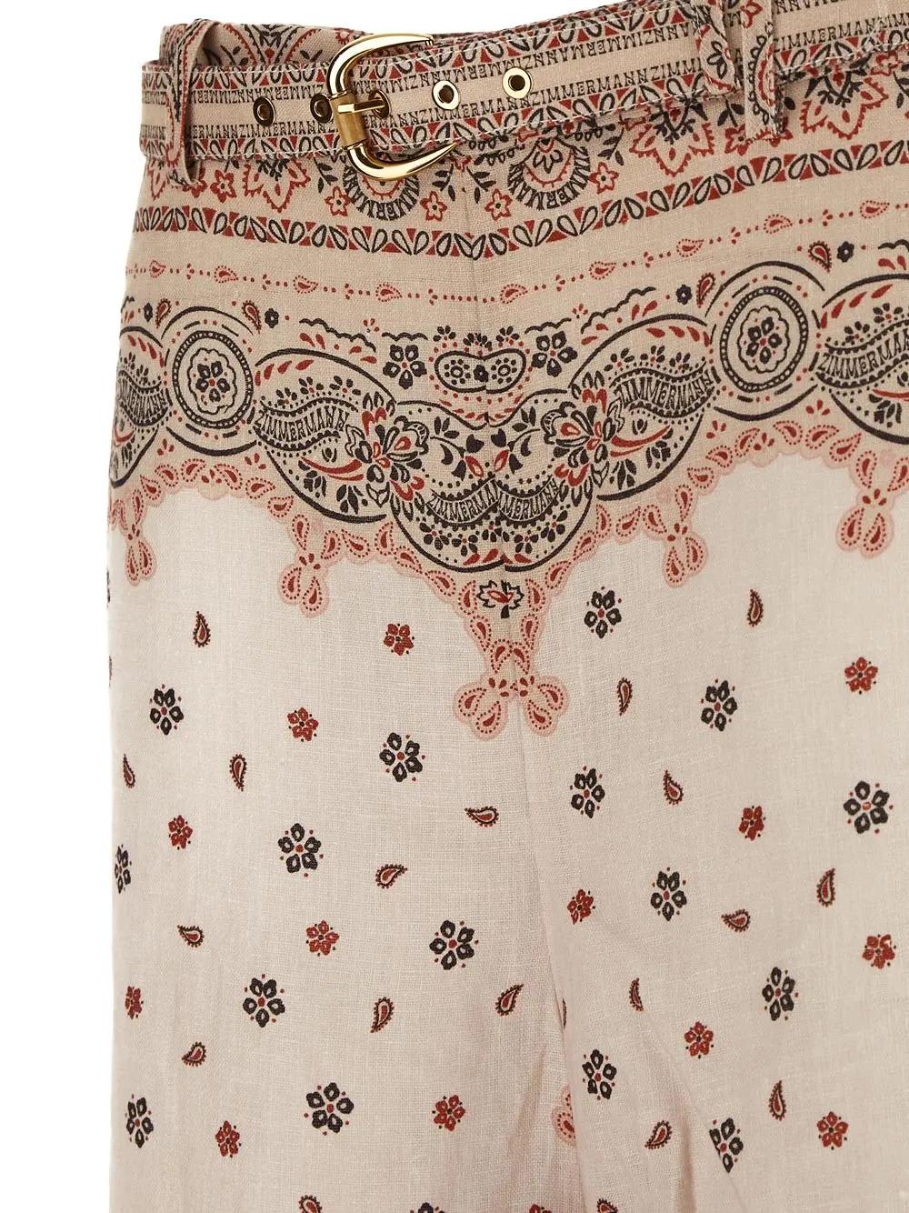 Shop Zimmermann Printed Trouser In Neutrals