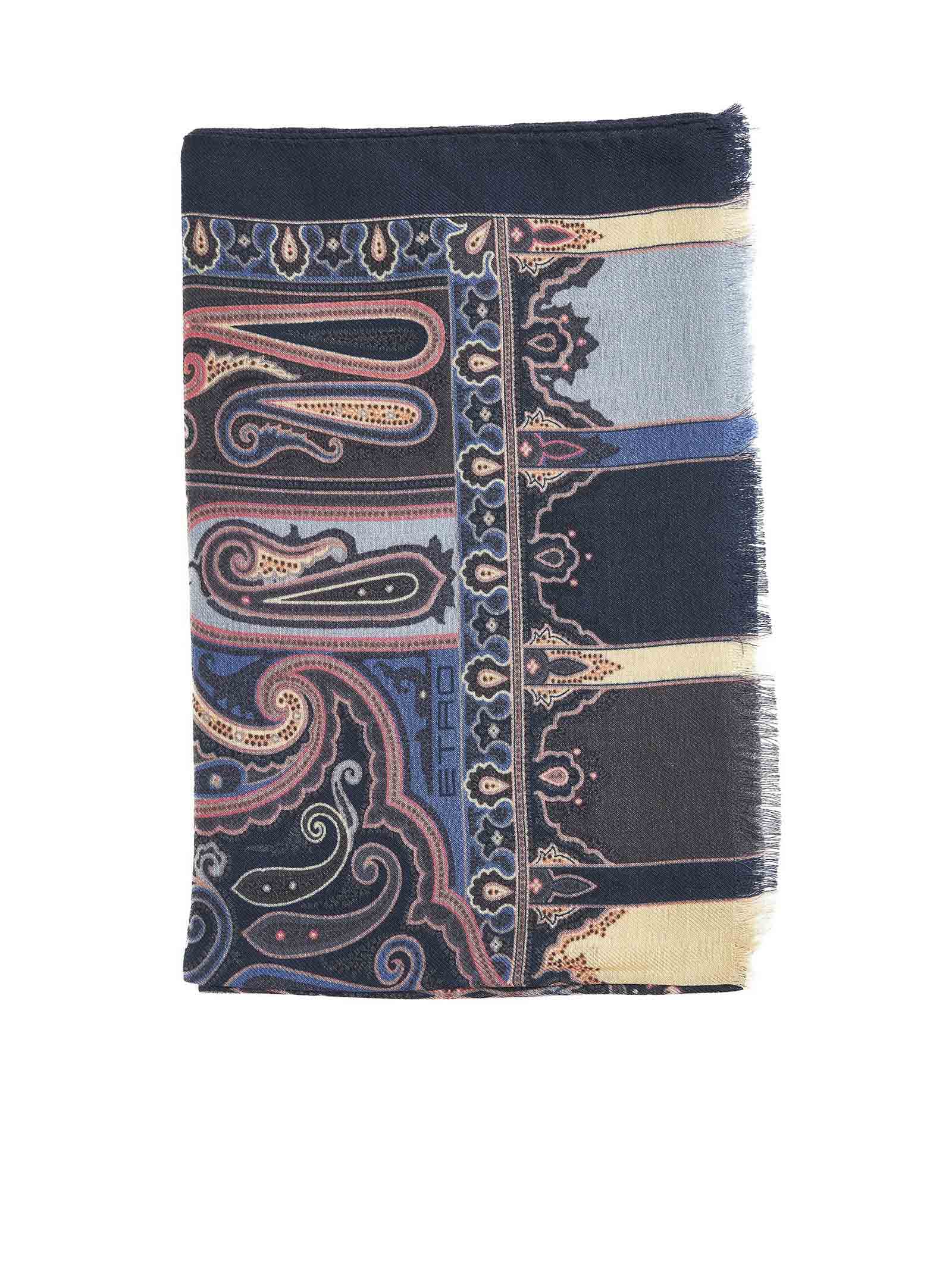 Shop Etro Scarf In Stampa F.do Blu