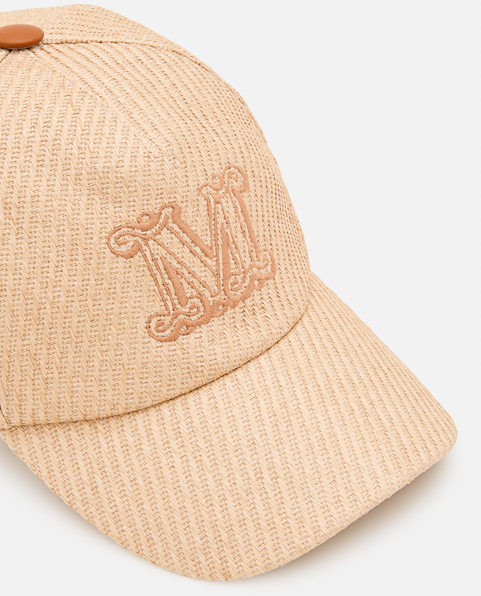 Max Mara Jez Rafia Baseball Cap In Beige