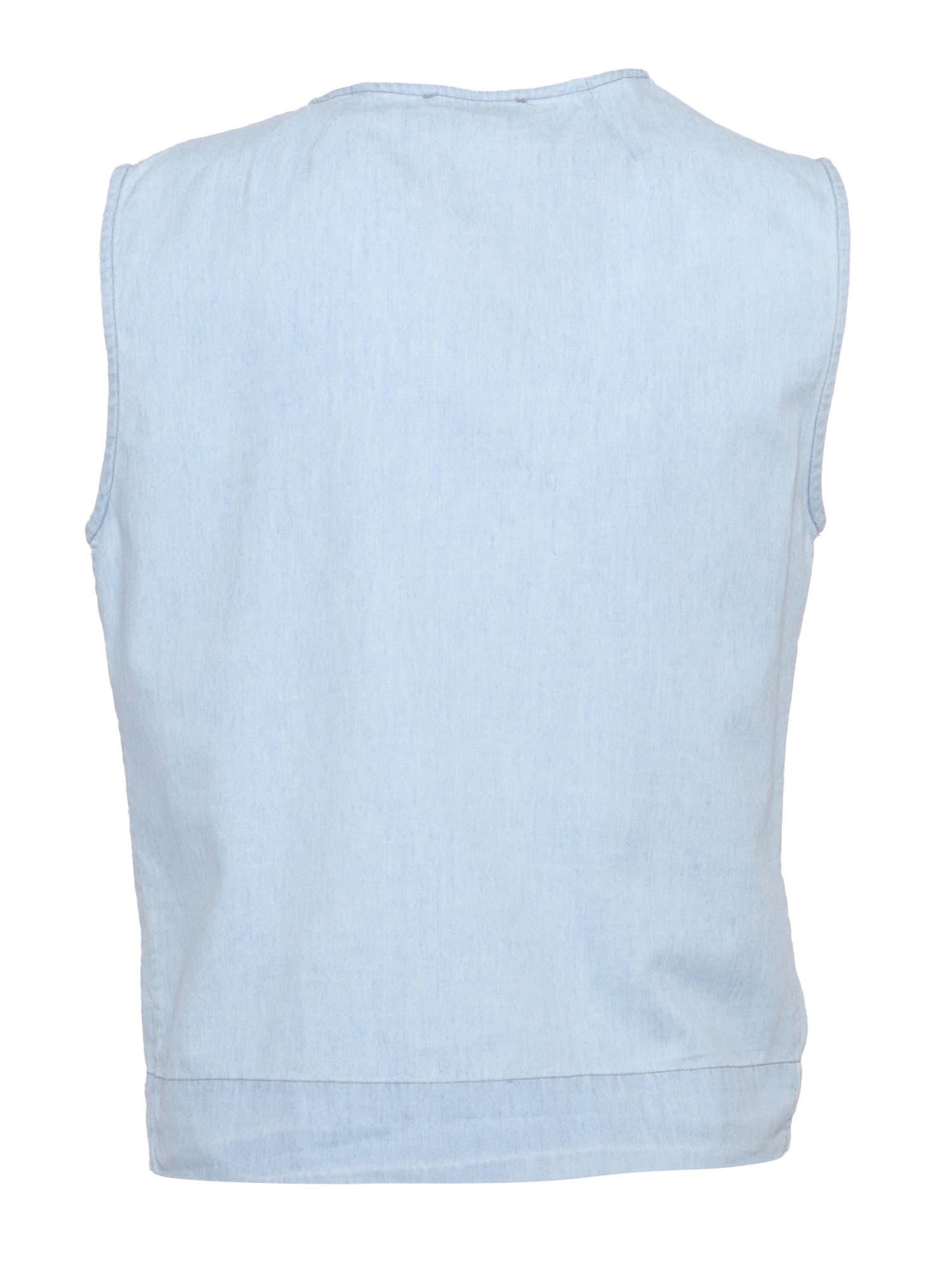 Mazzarelli Barbara Denim Blouse With Ruffles In Light Blue