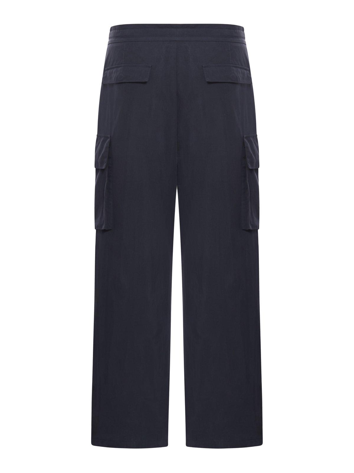 Dolce & Gabbana Logo-plaque Drawstring Cargo Trousers In Dark Blue