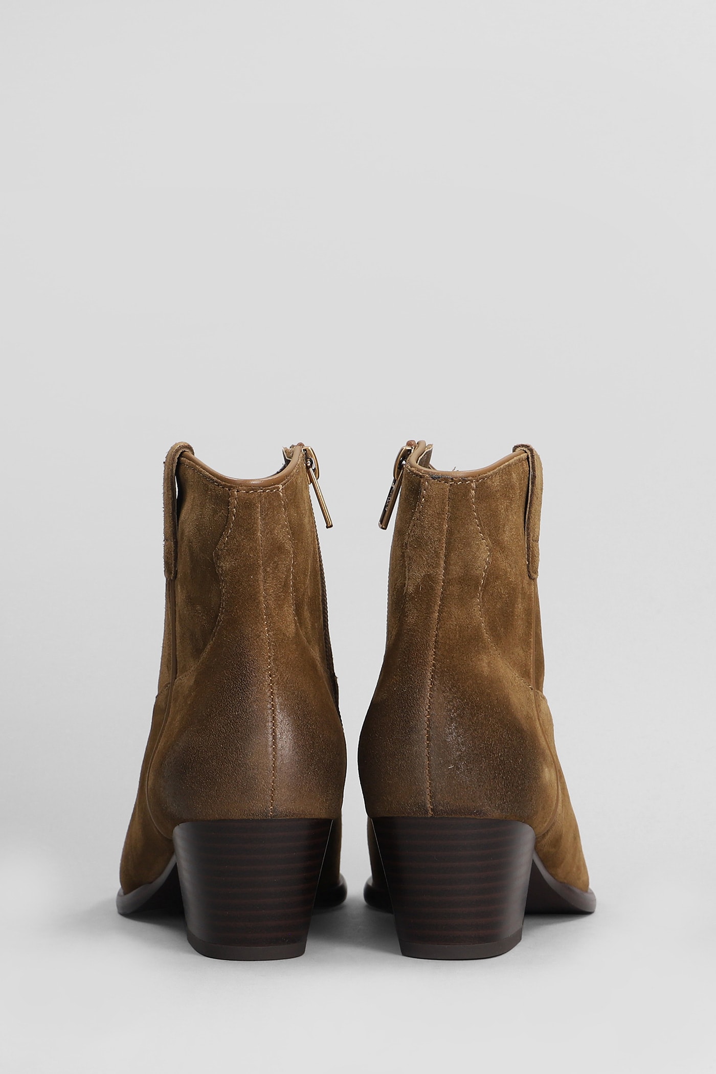 Shop Ash Fame Texan Ankle Boots In Leather Color Suede