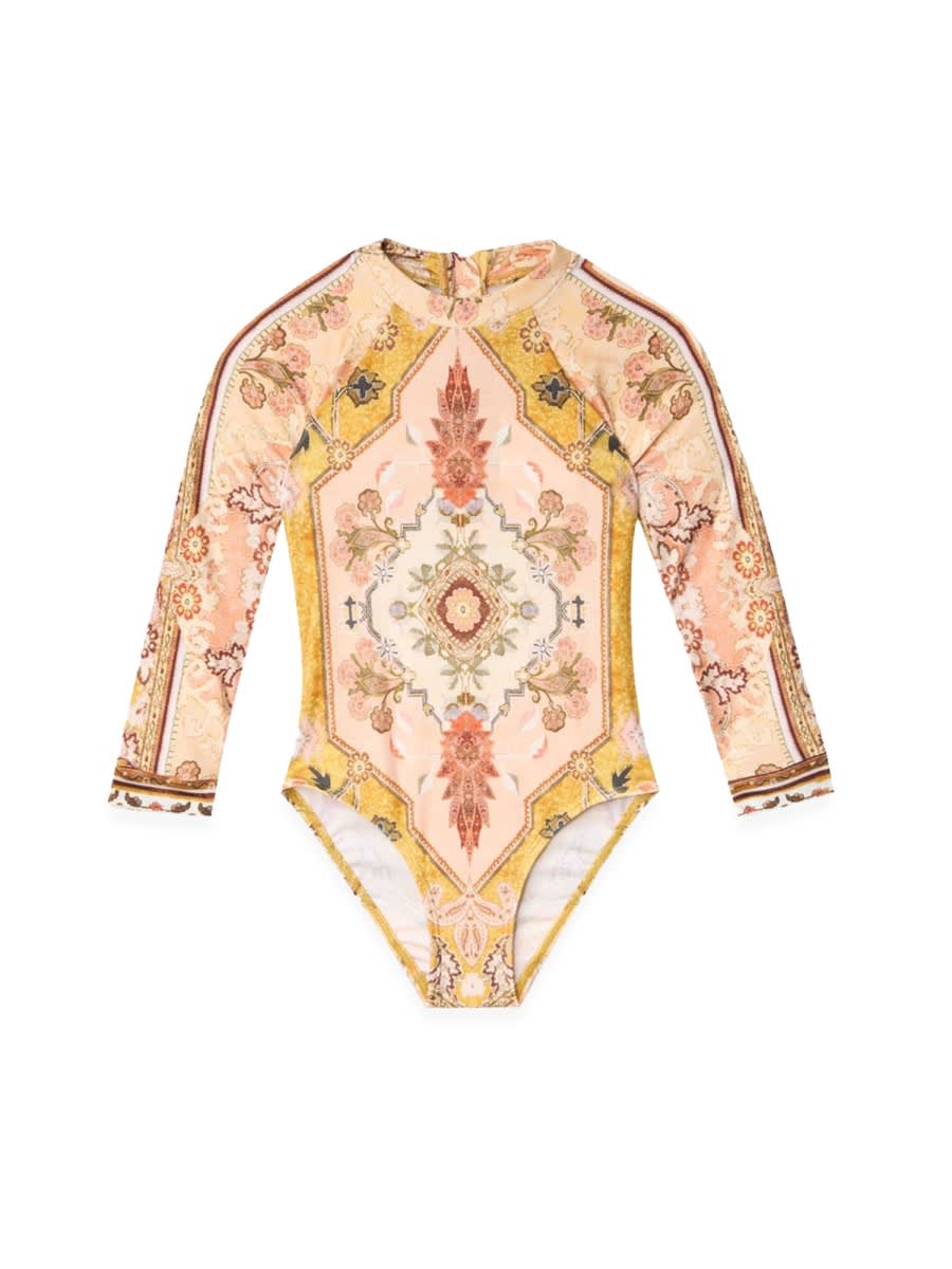 Zimmermann Wylie Long-sleeved Swimsuit In Multicolour