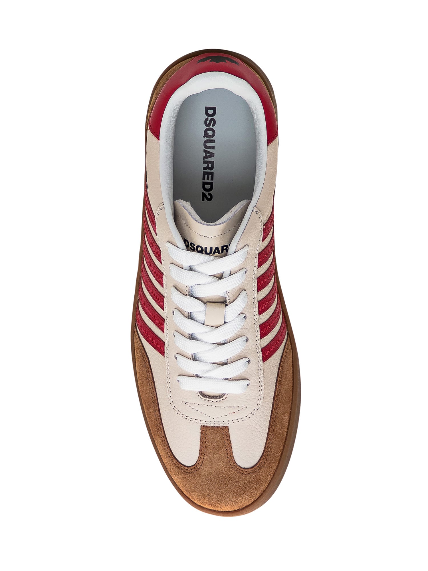 Shop Dsquared2 Boxer Low Sneaker In Beige-rosso