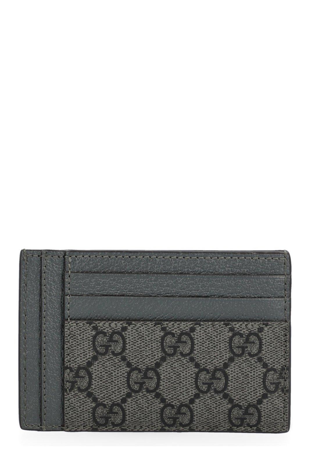 Gucci Gg Logo Plaque Card Holder In Gray