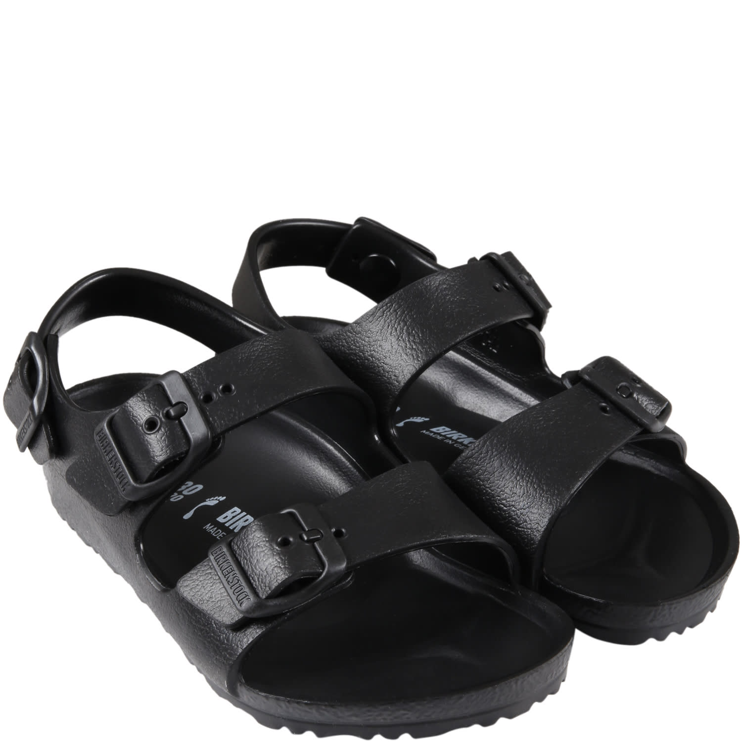 Shop Birkenstock Black Sandals For Kids With Logo