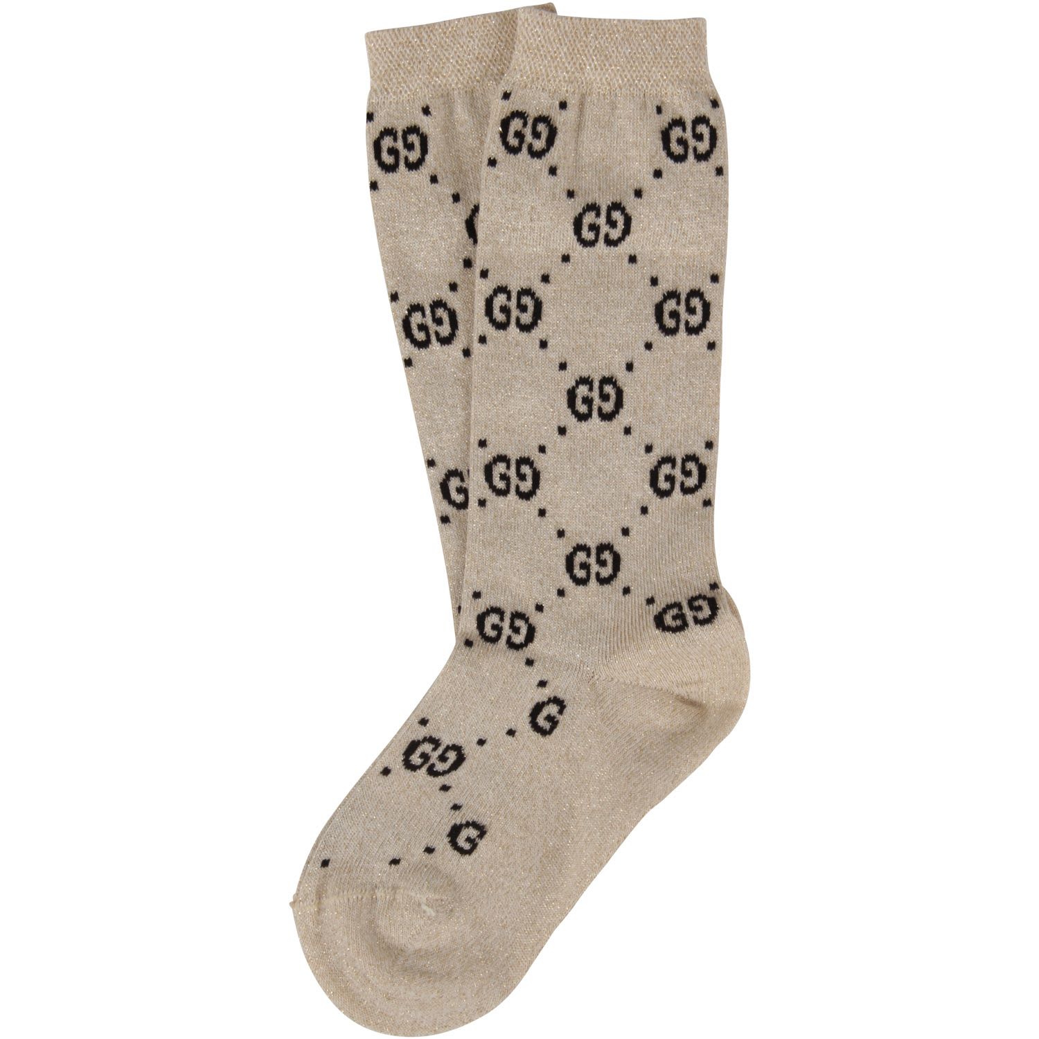 Gucci Beige Socks For Girl With Black Doube Gg