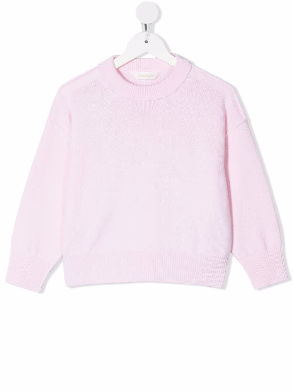 Palm Angels Kids Pink Virgin Wool Sweater With Back Logo