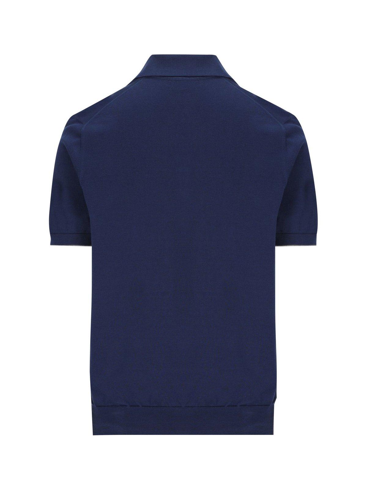Shop Brunello Cucinelli Knitted Polo Shirt