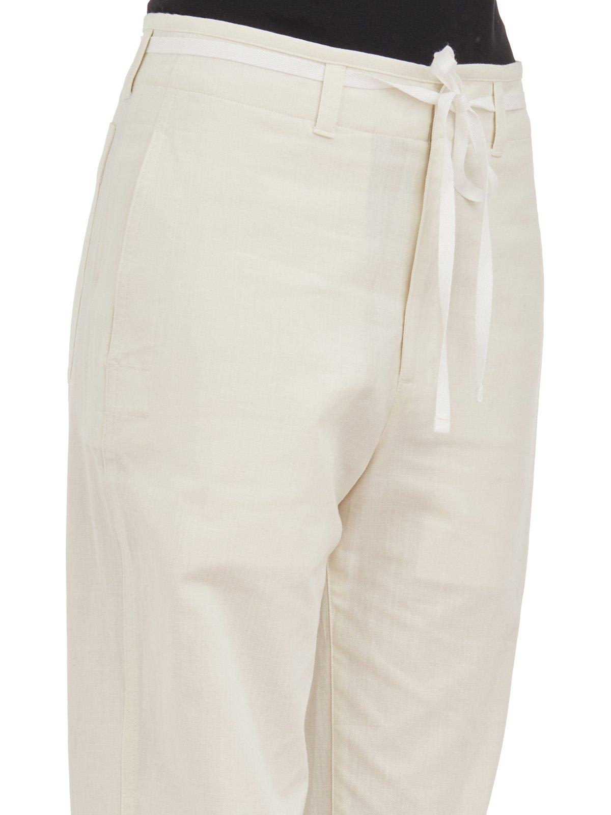 Shop Lemaire Chambray Drawstring Tapered Trousers In Neutrals