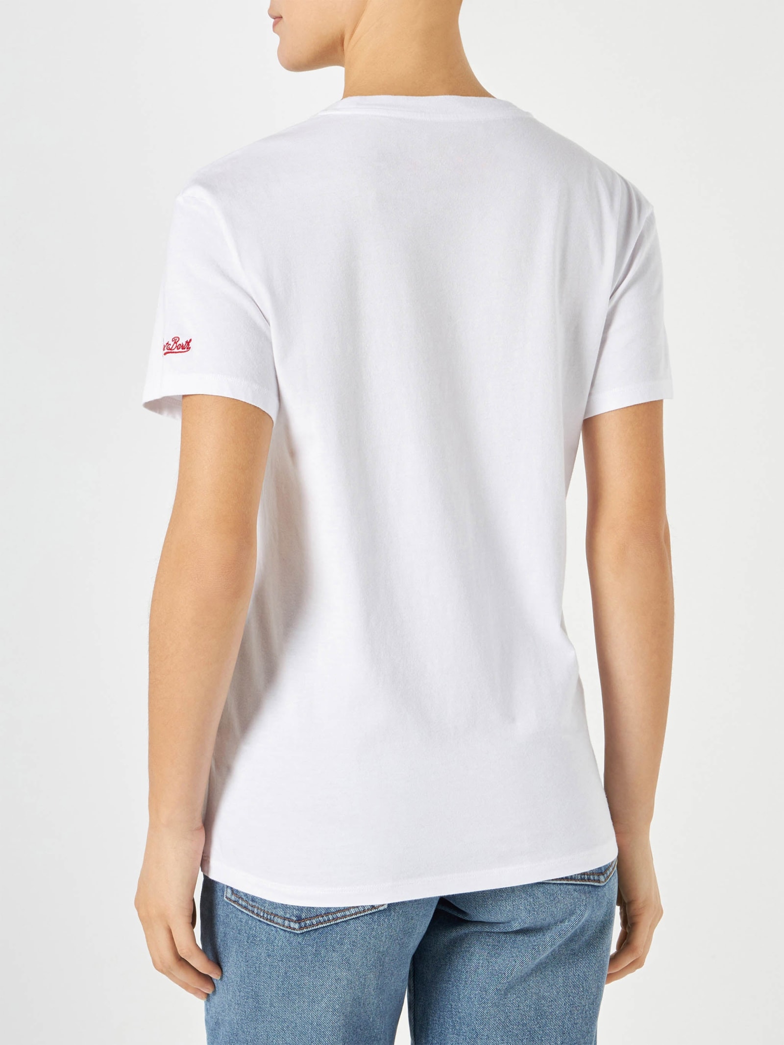 Mc2 Saint Barth Woman Cotton T-shirt With Embroidery