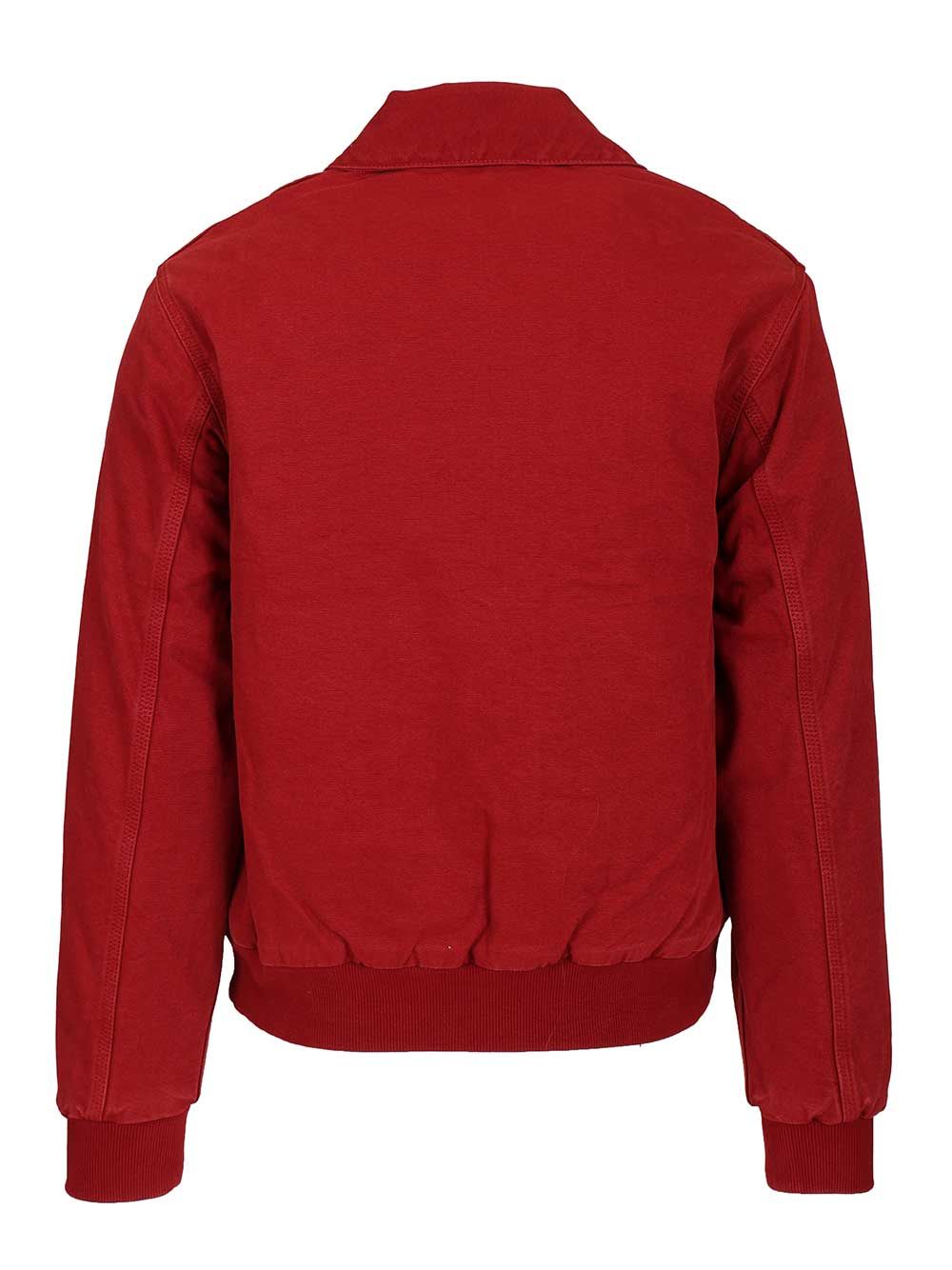 Carhartt Collared Jacket With Ribbed Cuffs And Hem In Red