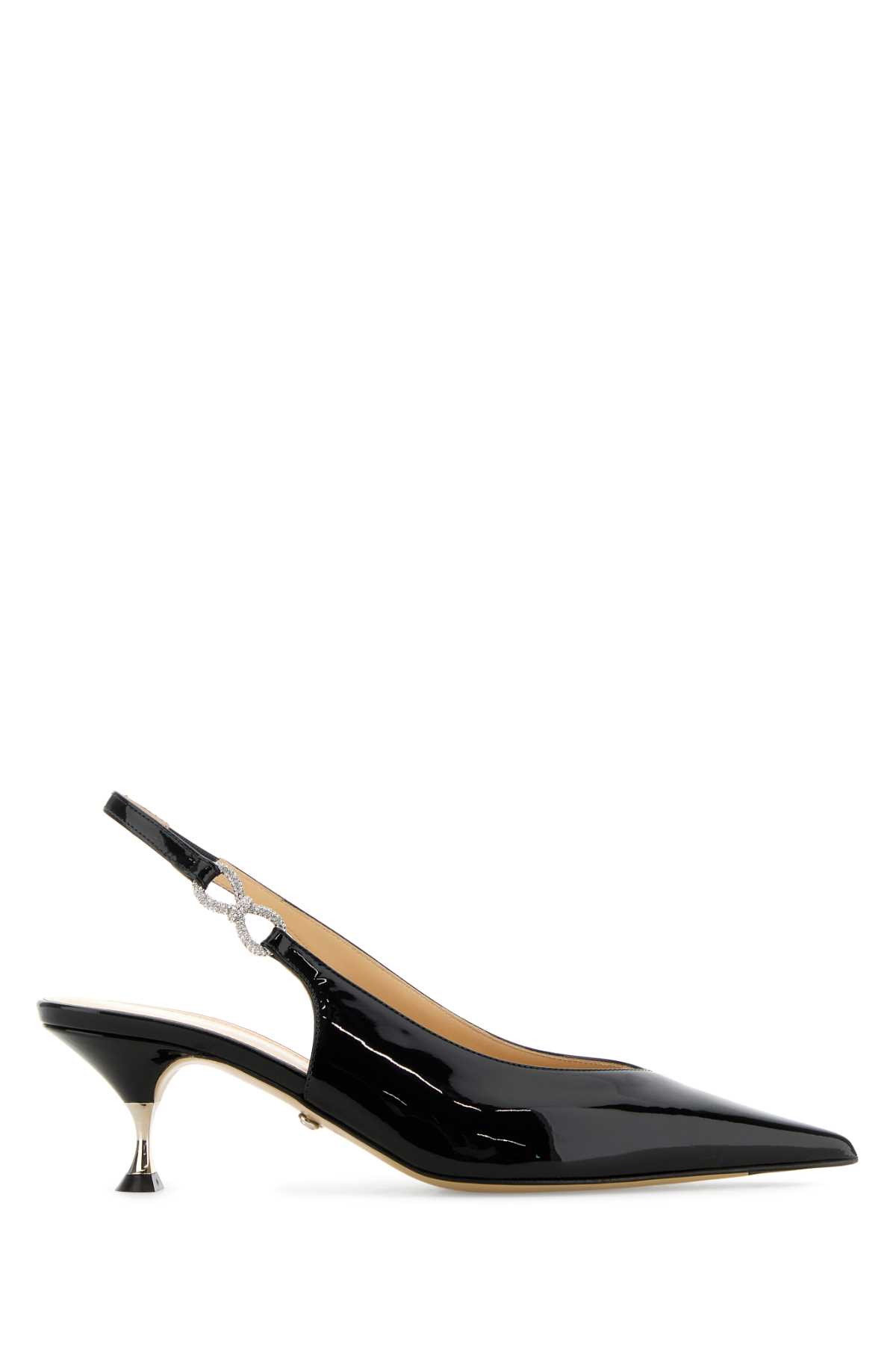 Mach & Mach Black Leather Crystal Bow Pumps