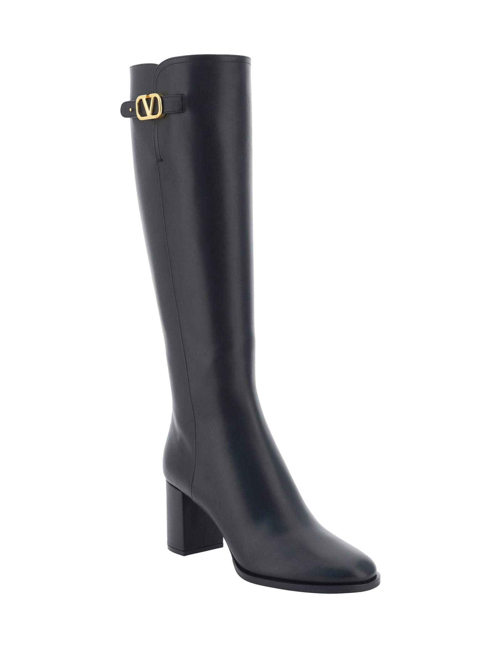 Valentino Calfskin Boots In Nero