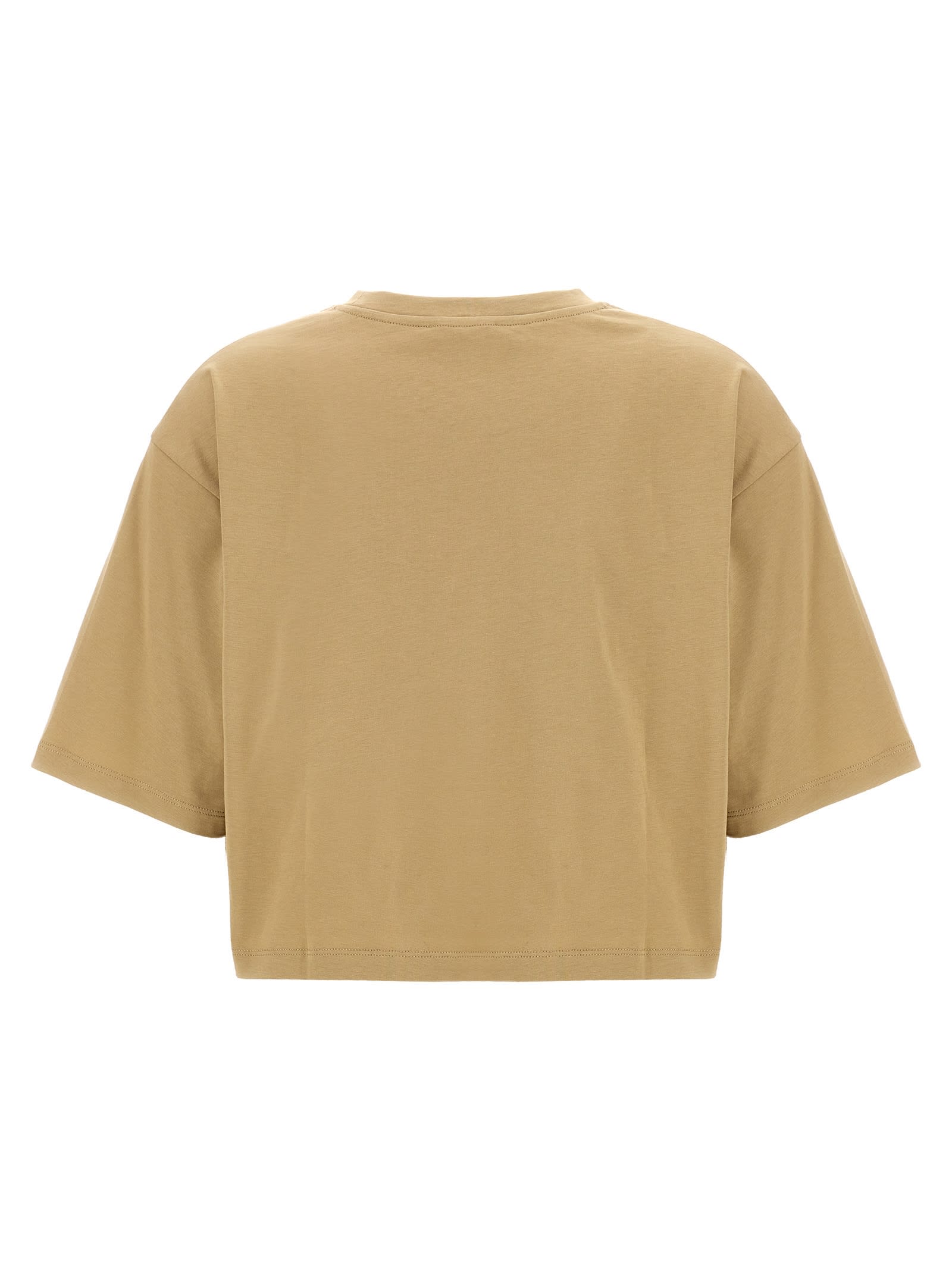 Shop Balmain Cropped T-shirt In Beige