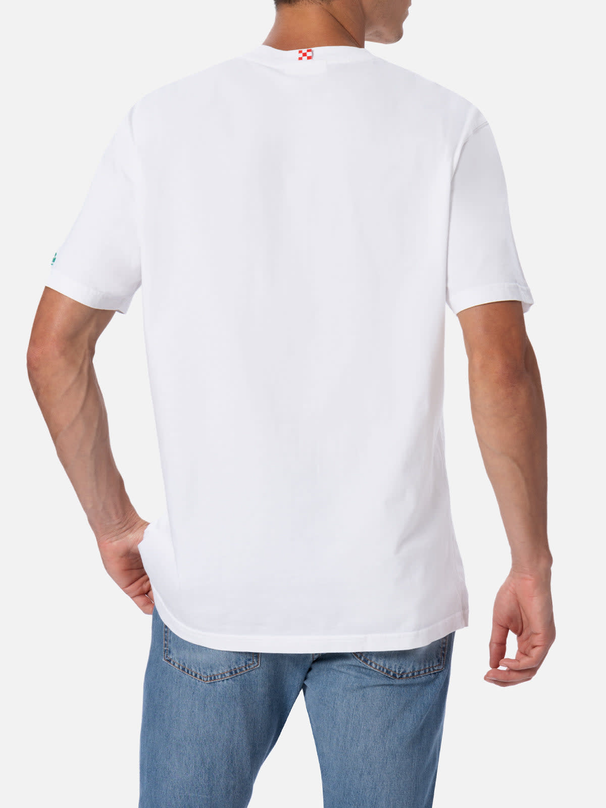 MC2 SAINT BARTH MAN COTTON T-SHIRT AUSTIN WITH WATCH PRINT AND EMBROIDERY