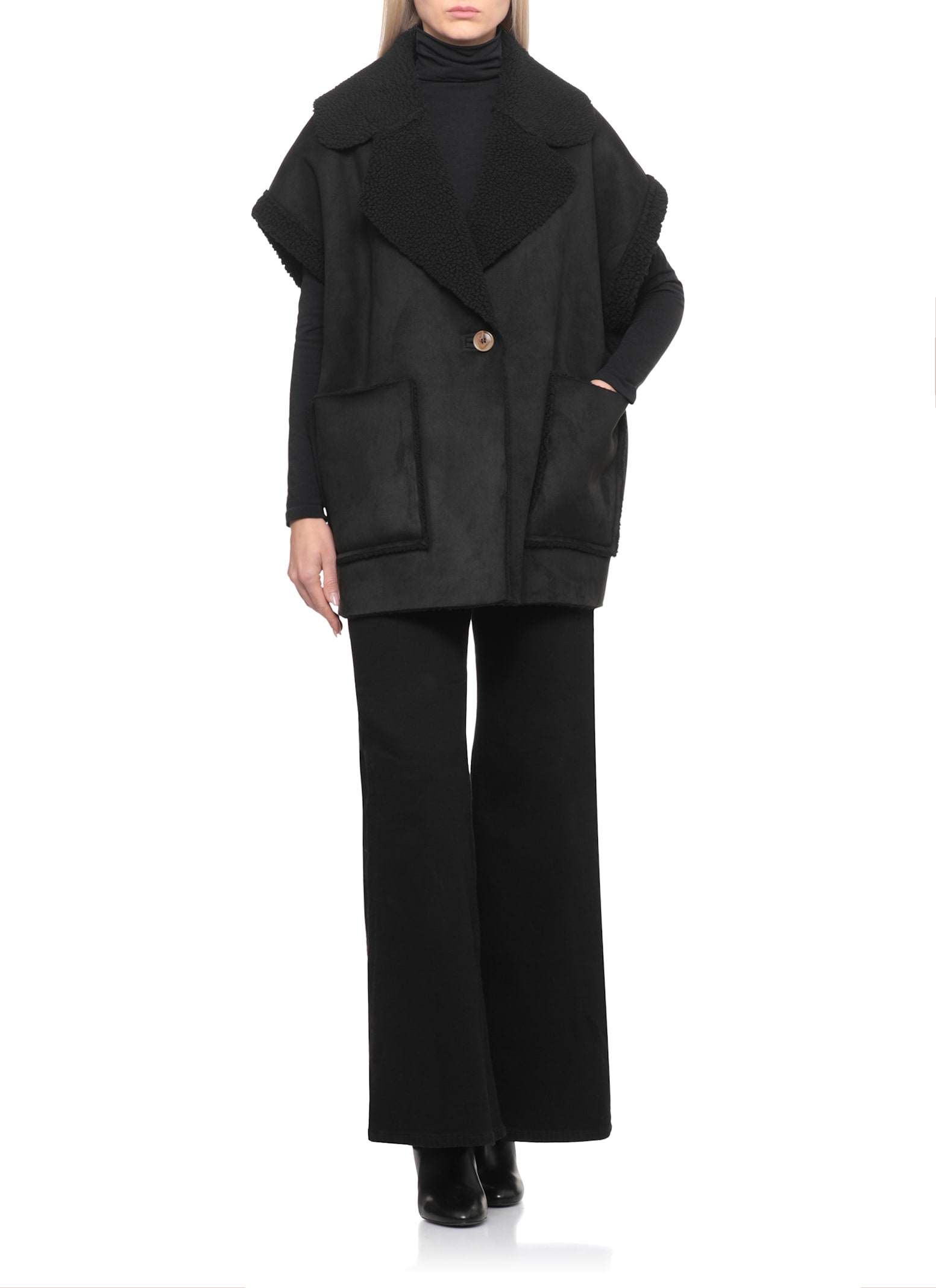 Betta Corradi Synthetic Suede Leather Vest In Black