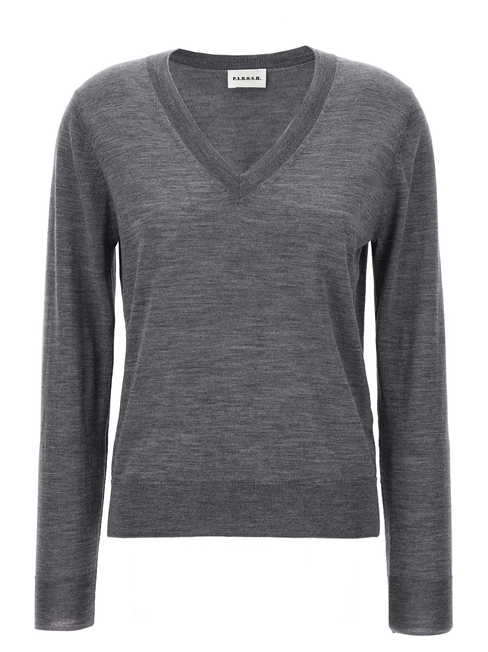 Shop P.a.r.o.s.h V-neck Sweater In Gray