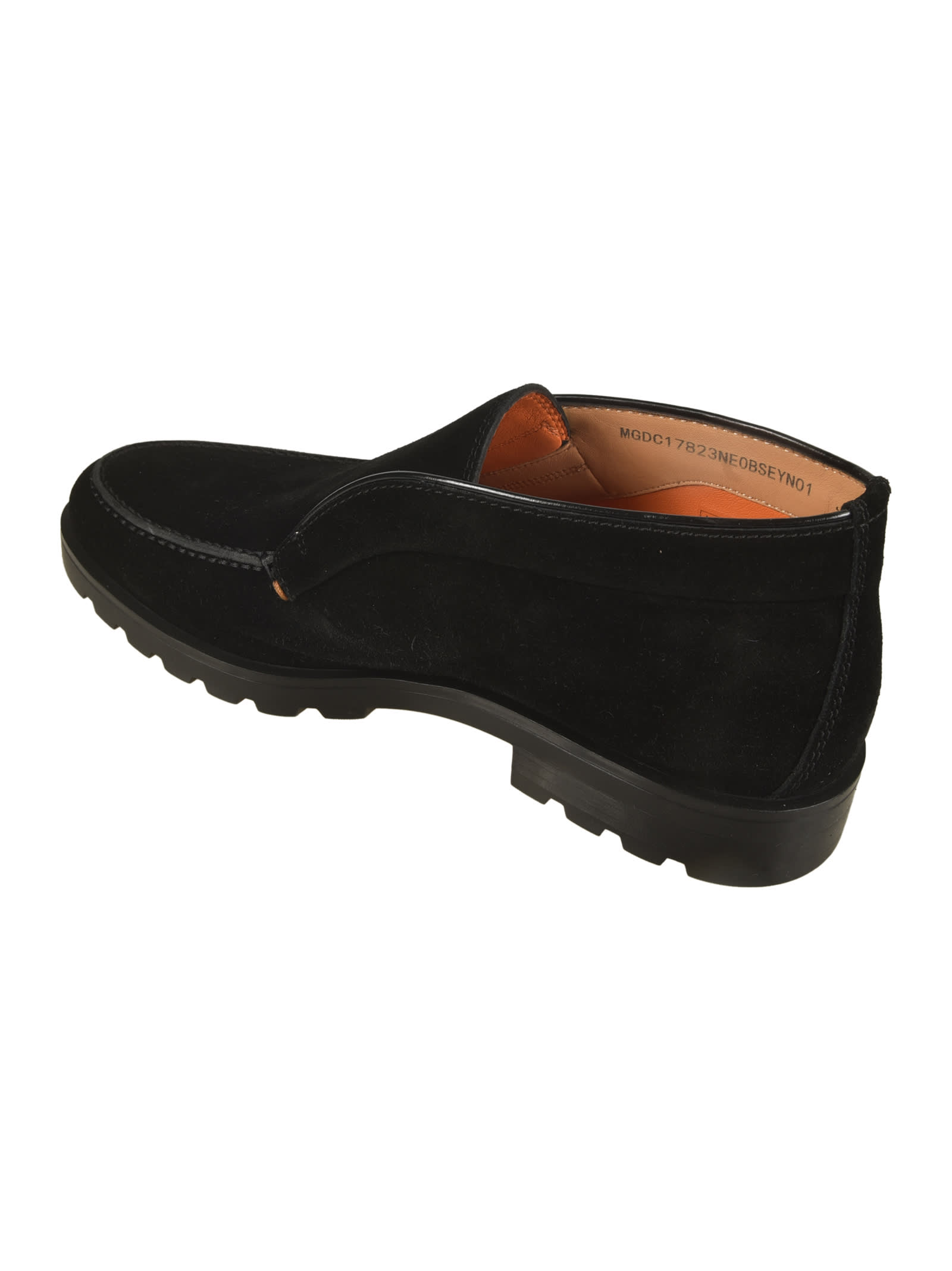 Santoni Midnight Blue Calf Suede Slip-on Shoes With Branded Insole In Gray