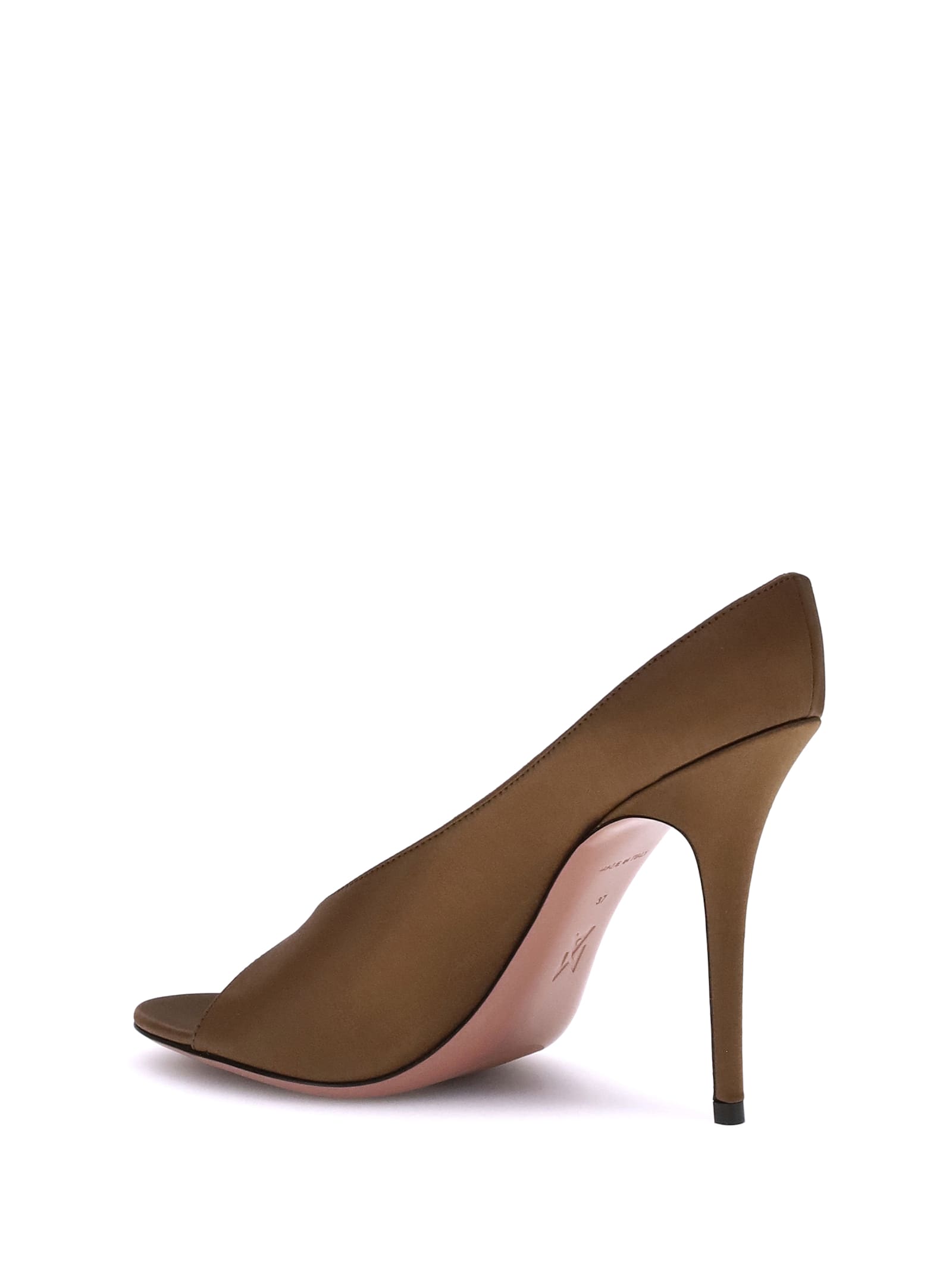 Amina Muaddi 105mm Anok Satin Peep-toe Sandals In Brown