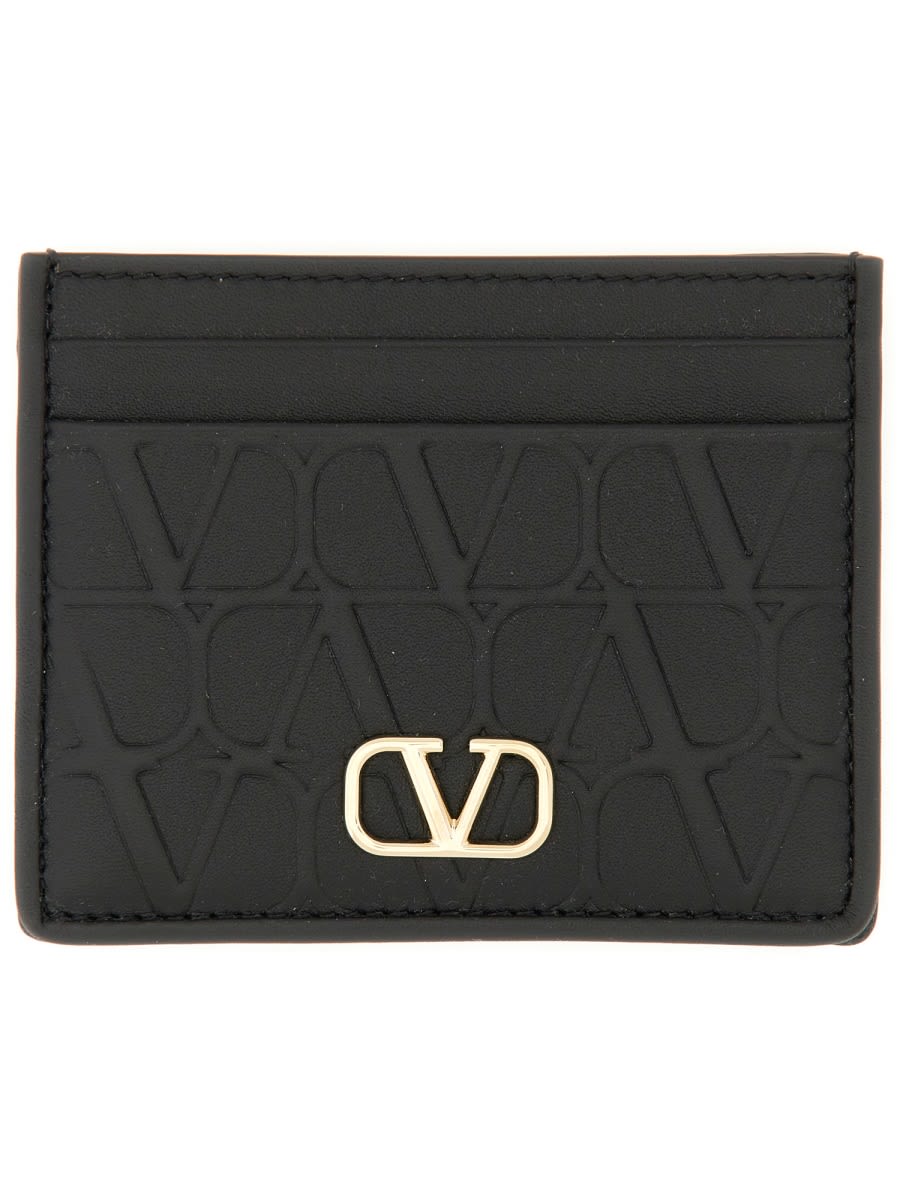 Shop Valentino Signature Vlogo Card Holder In Black