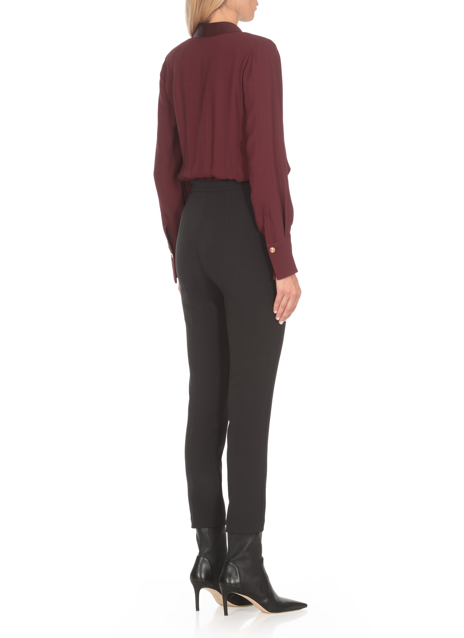 Shop Elisabetta Franchi Viscose Body Shirt In Bordeaux