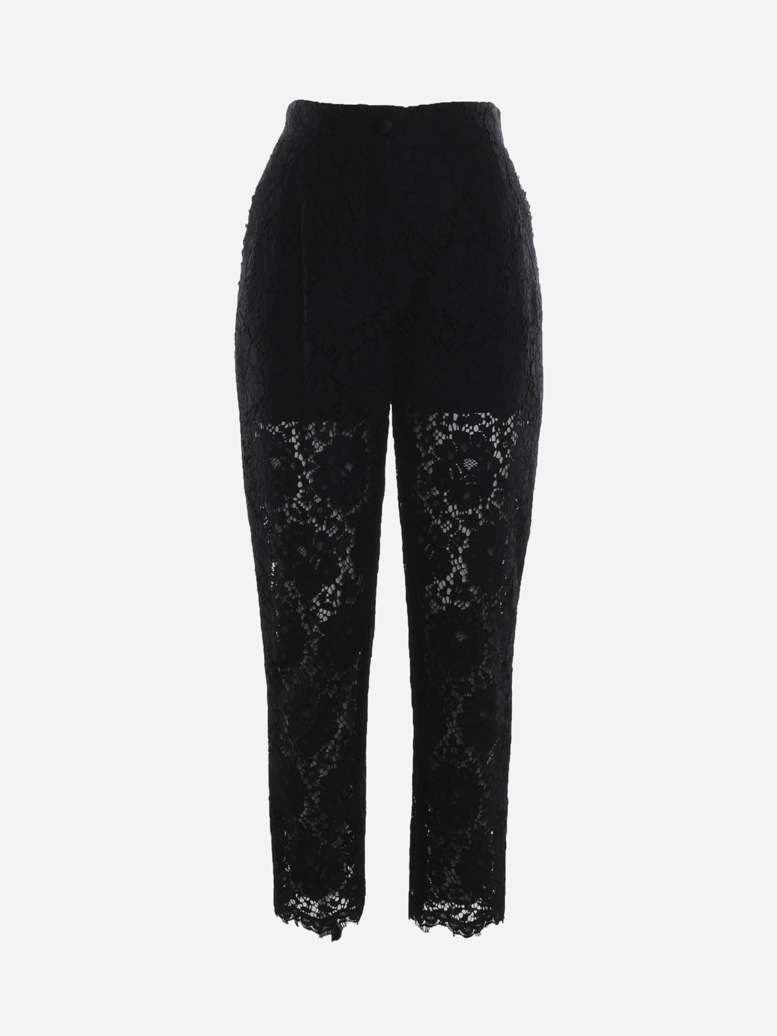 Dolce & Gabbana Black High-waisted Lace Trousers