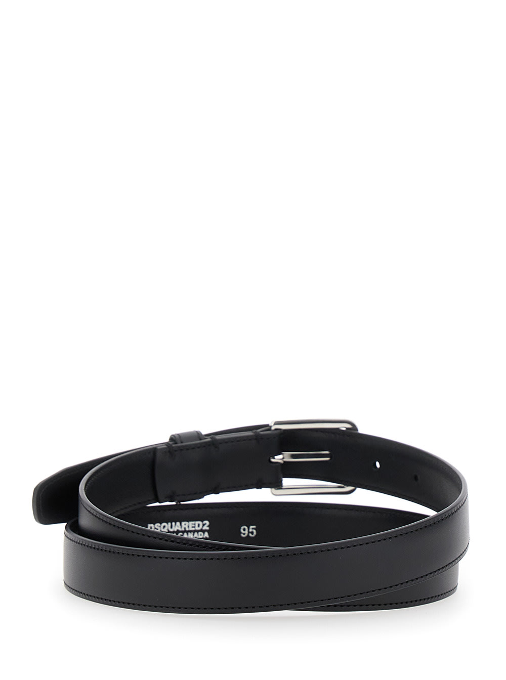 Dsquared2 Black Belt With Adjustable Buckle Closure In Leather Man In Black