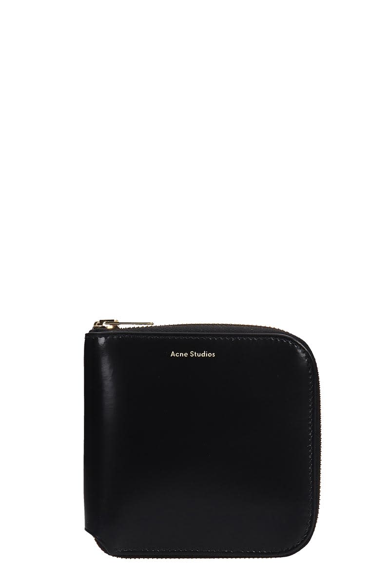 ACNE STUDIOS CSARITE SHINY WALLET IN BLACK LEATHER,11208104