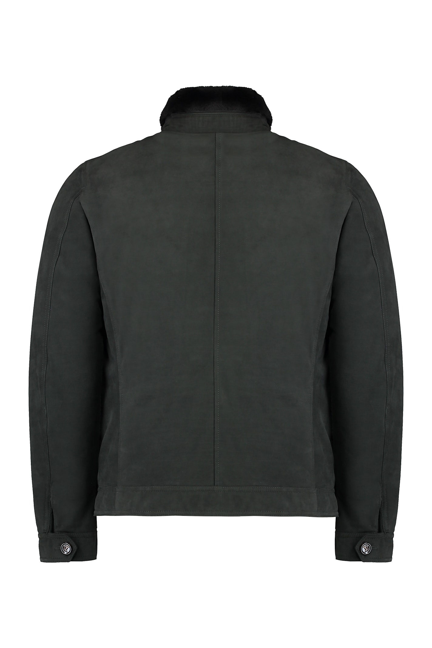 Moorer Fur-collar Buttoned Jacket In Black