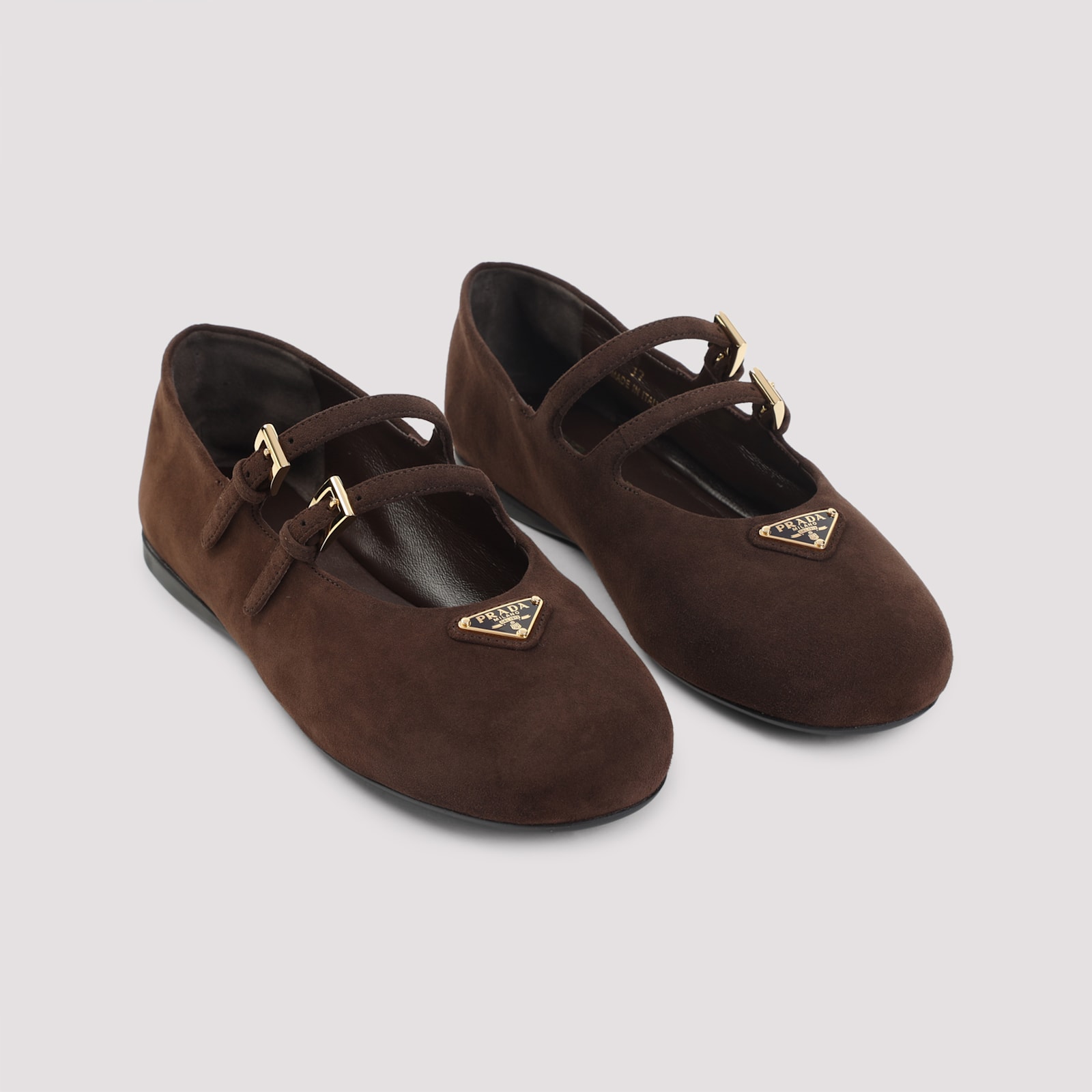 Prada Suede Ballerinas With Flat Sole And Round Toe In Burgundy