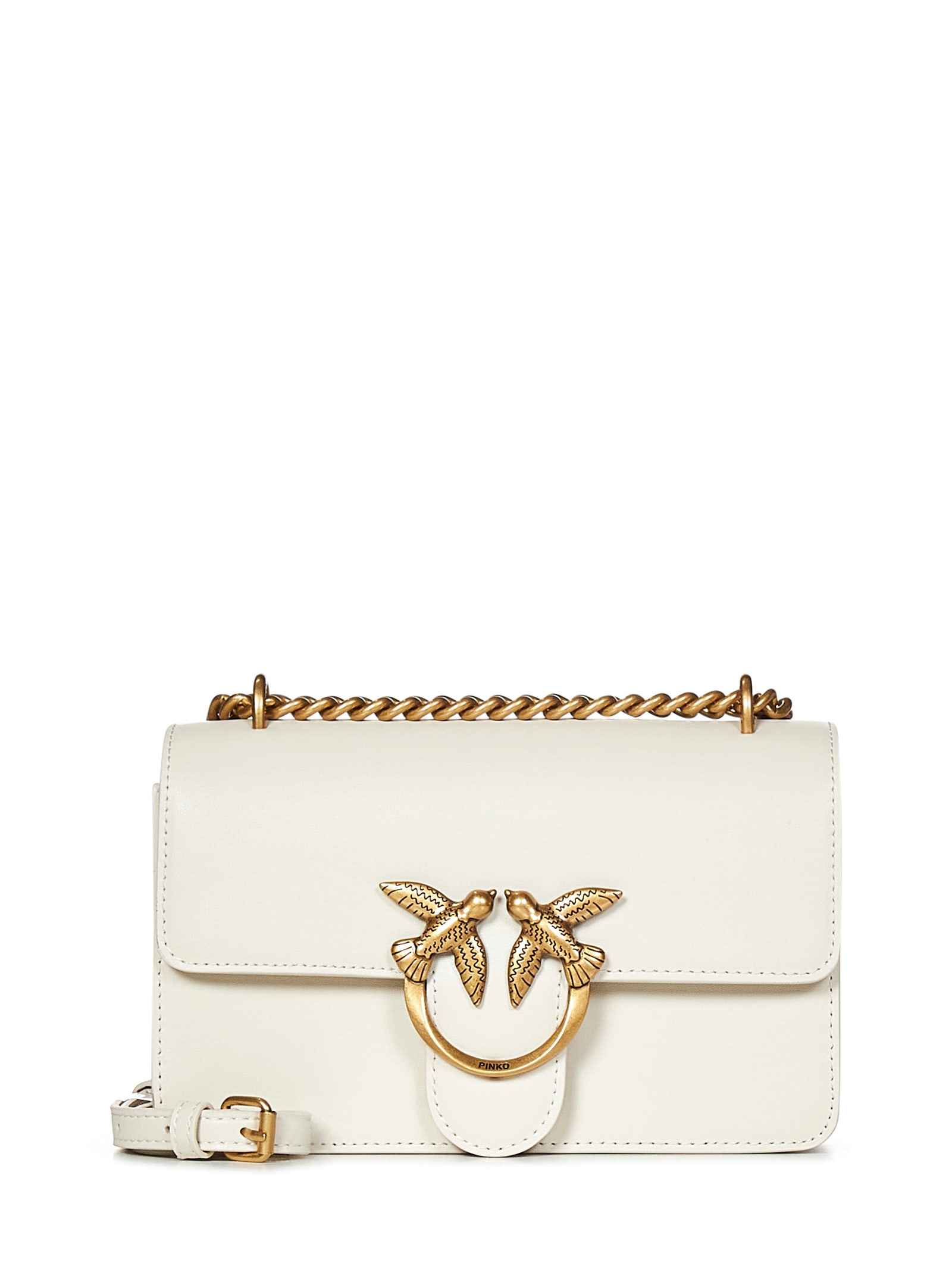 Shop Pinko Mini Love Bag One Shoulder Bag In White