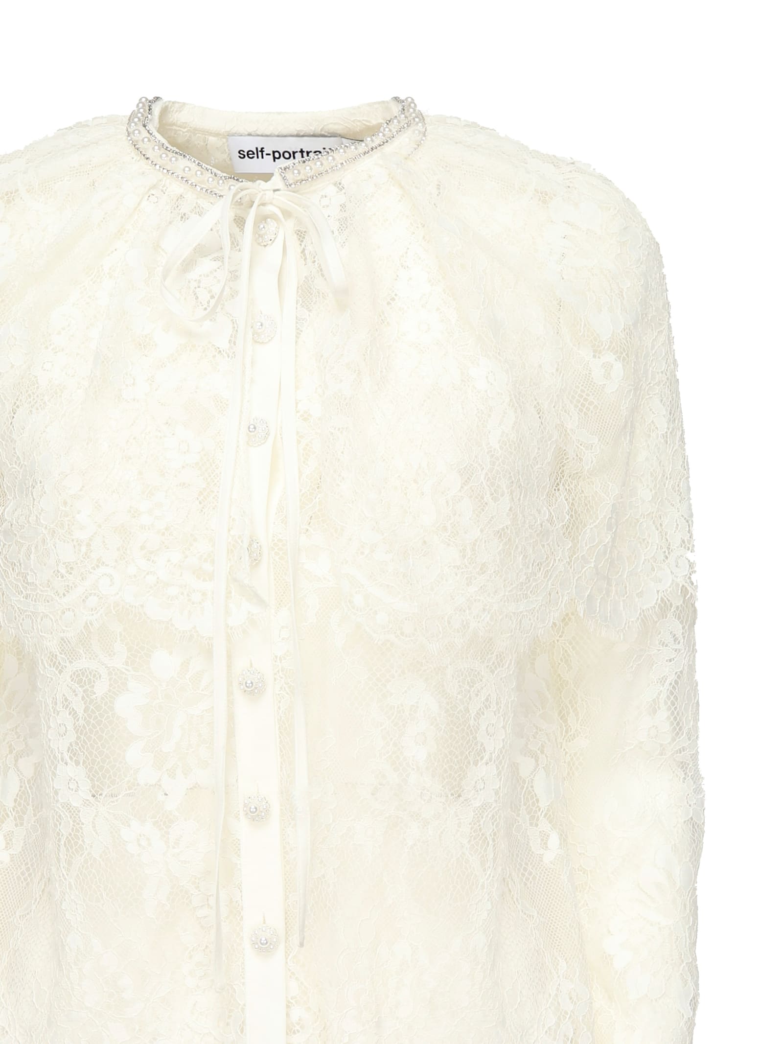 Self-portrait Topwear In White Polyamide In White