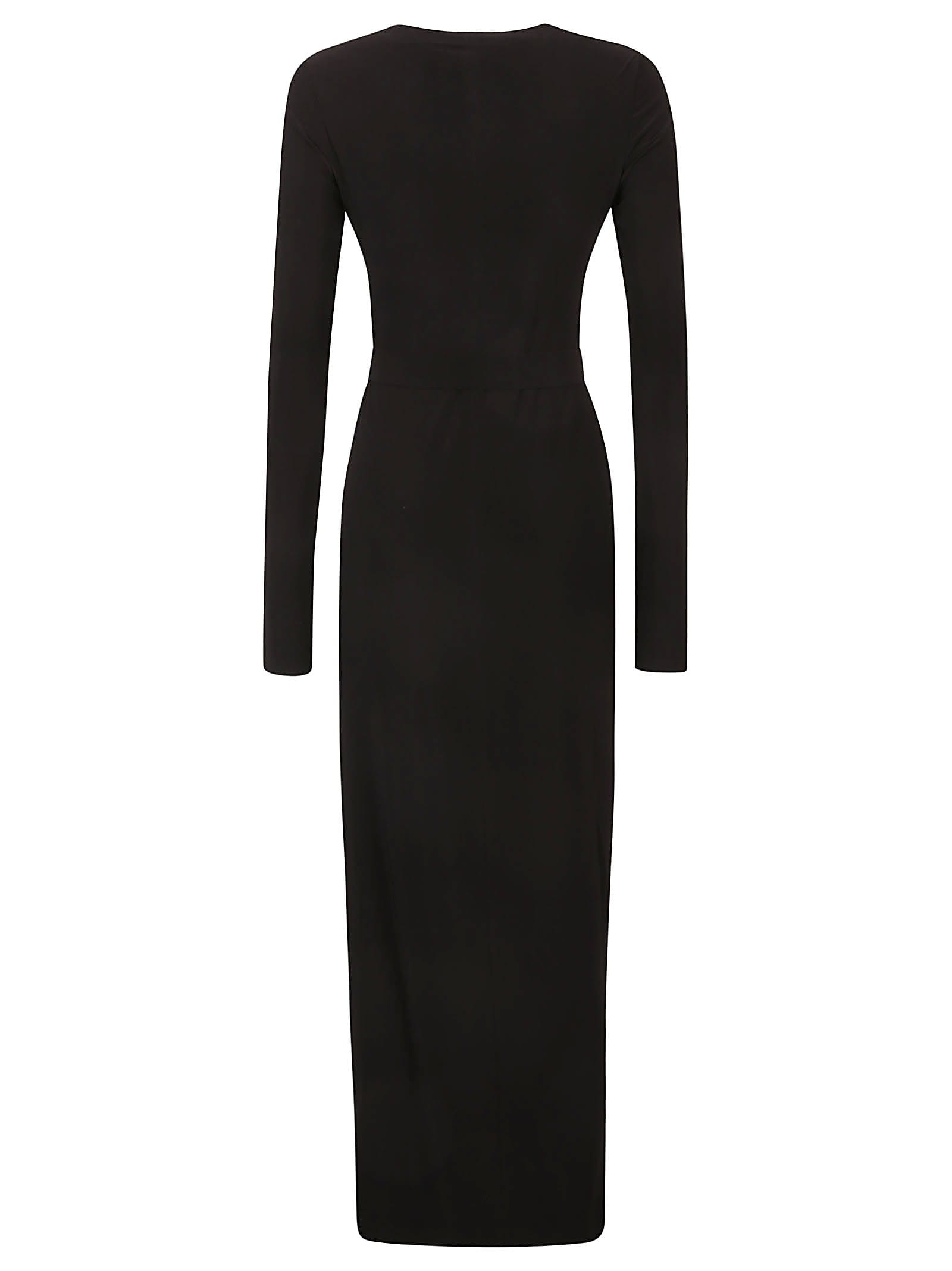 Shop Norma Kamali Long Sleeve Side Slit Dress In Black