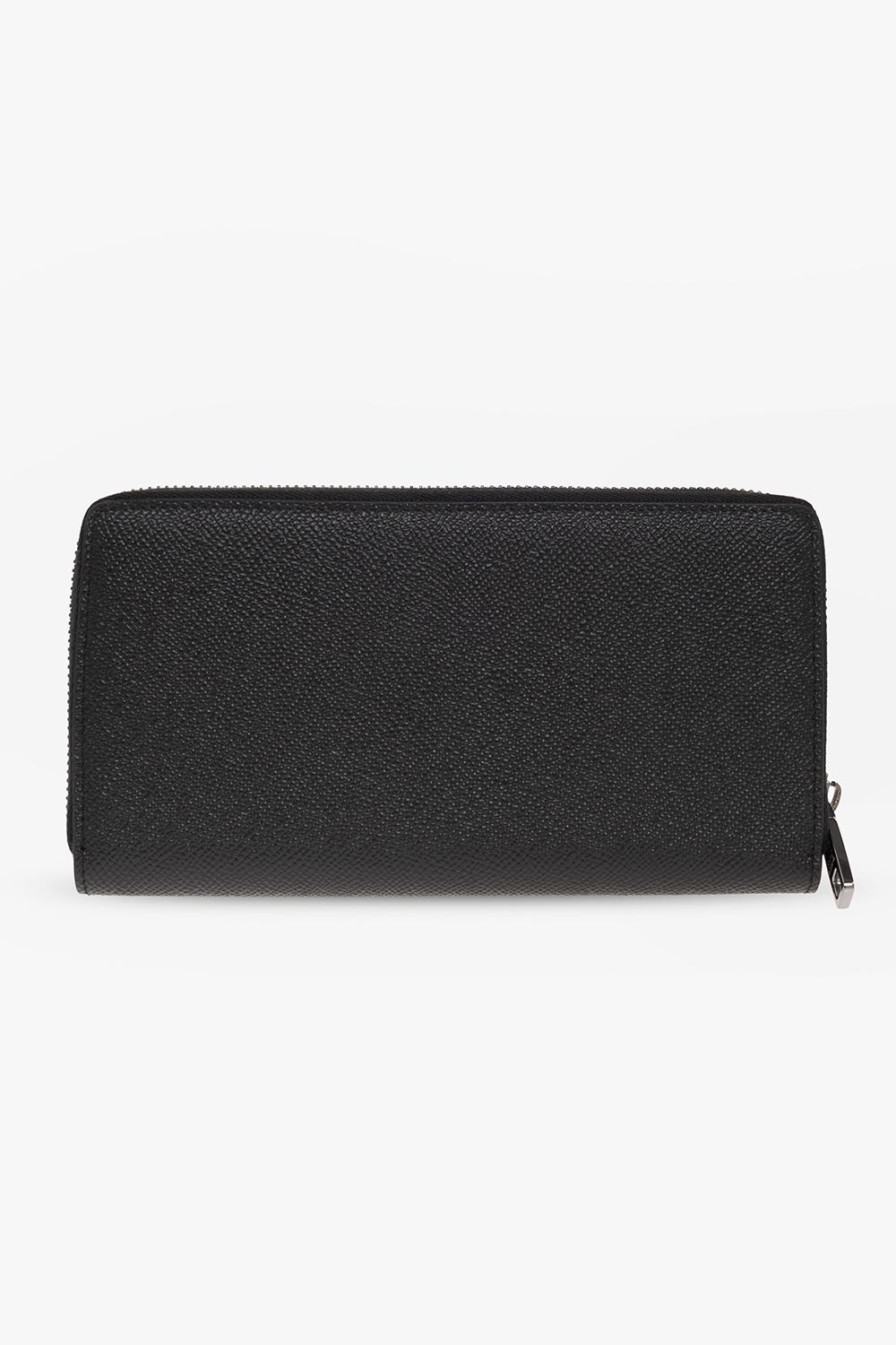 Dolce & Gabbana Logo Plaque Zip-around Wallet In Black