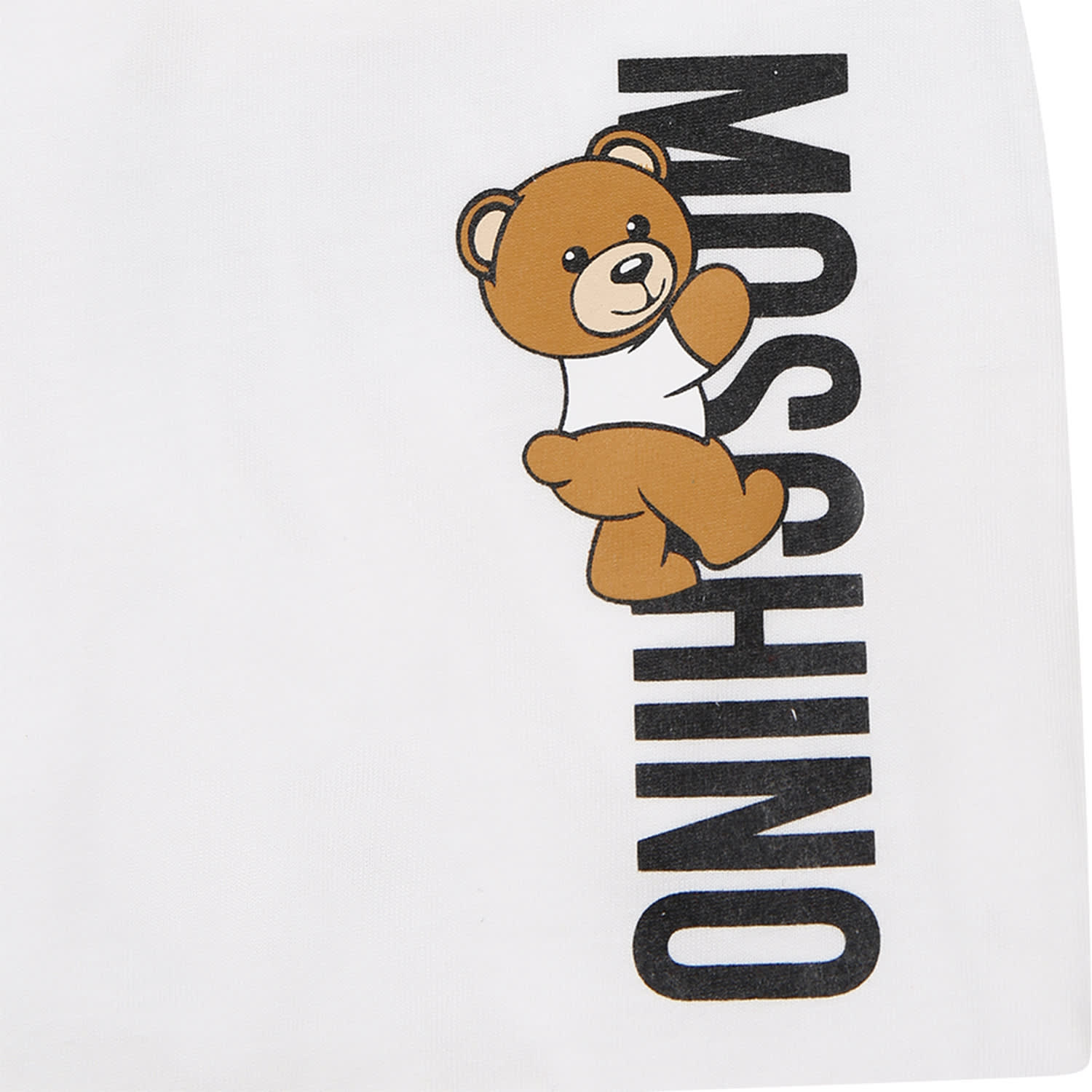 Shop Moschino White Babygrow Set For Babykids With Teddy Bear