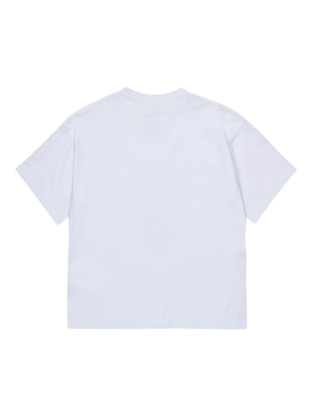 Mm6 Maison Margiela T-shirt In Jersey Con Patch Numeric Logo In Blue