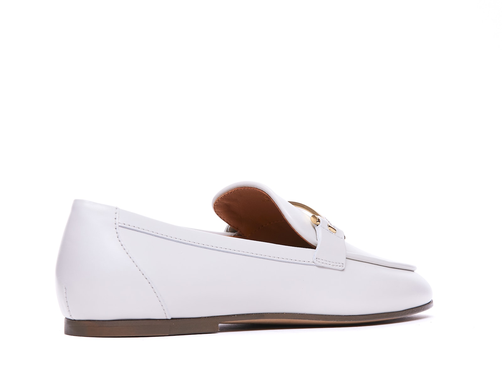 Tod's White Calfskin Moccasin With Gold Bar And Velcro Closure In Multi