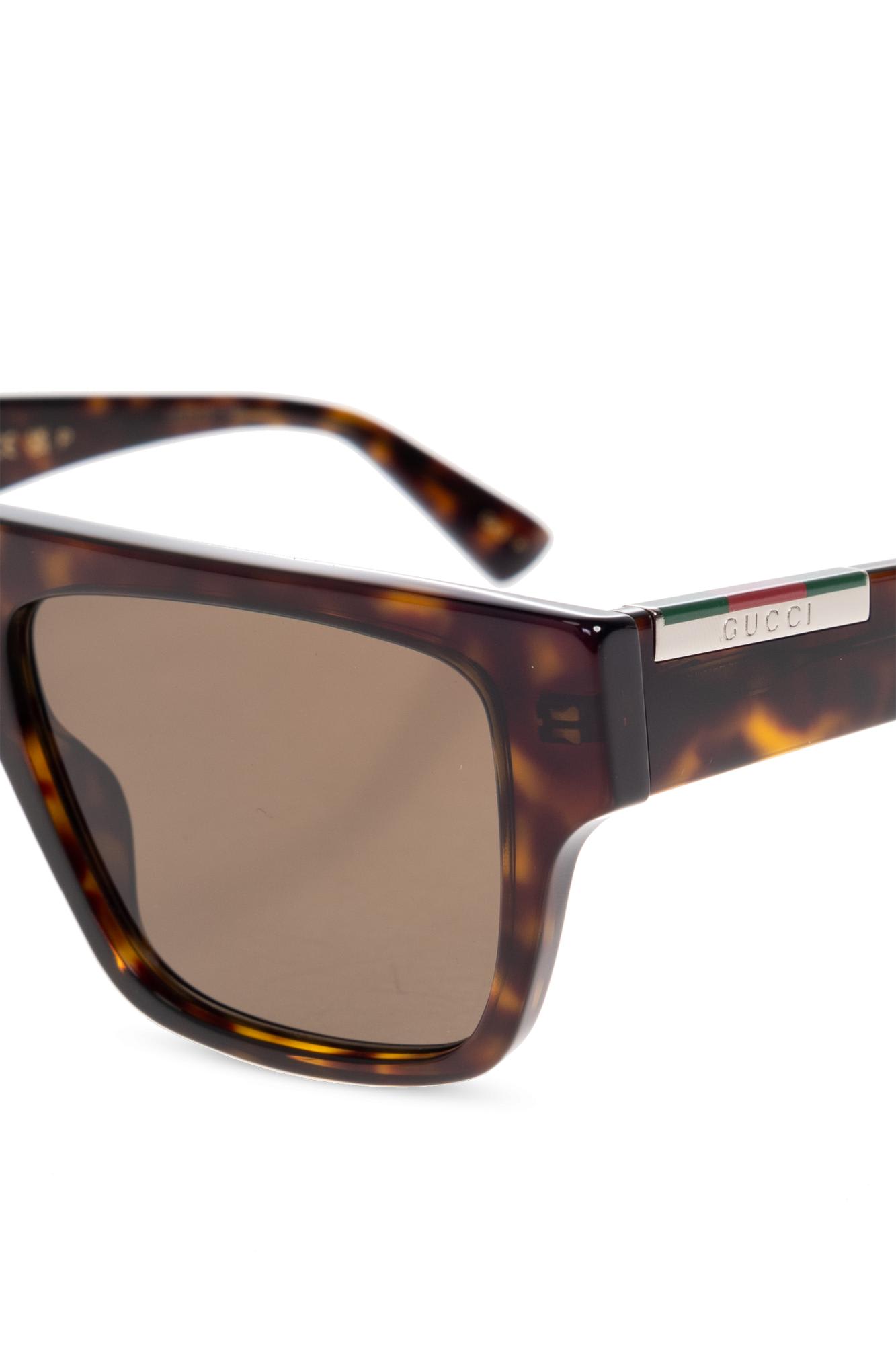 Gucci Rectangular Frame Sunglasses Tortoiseshell Pattern In Brown