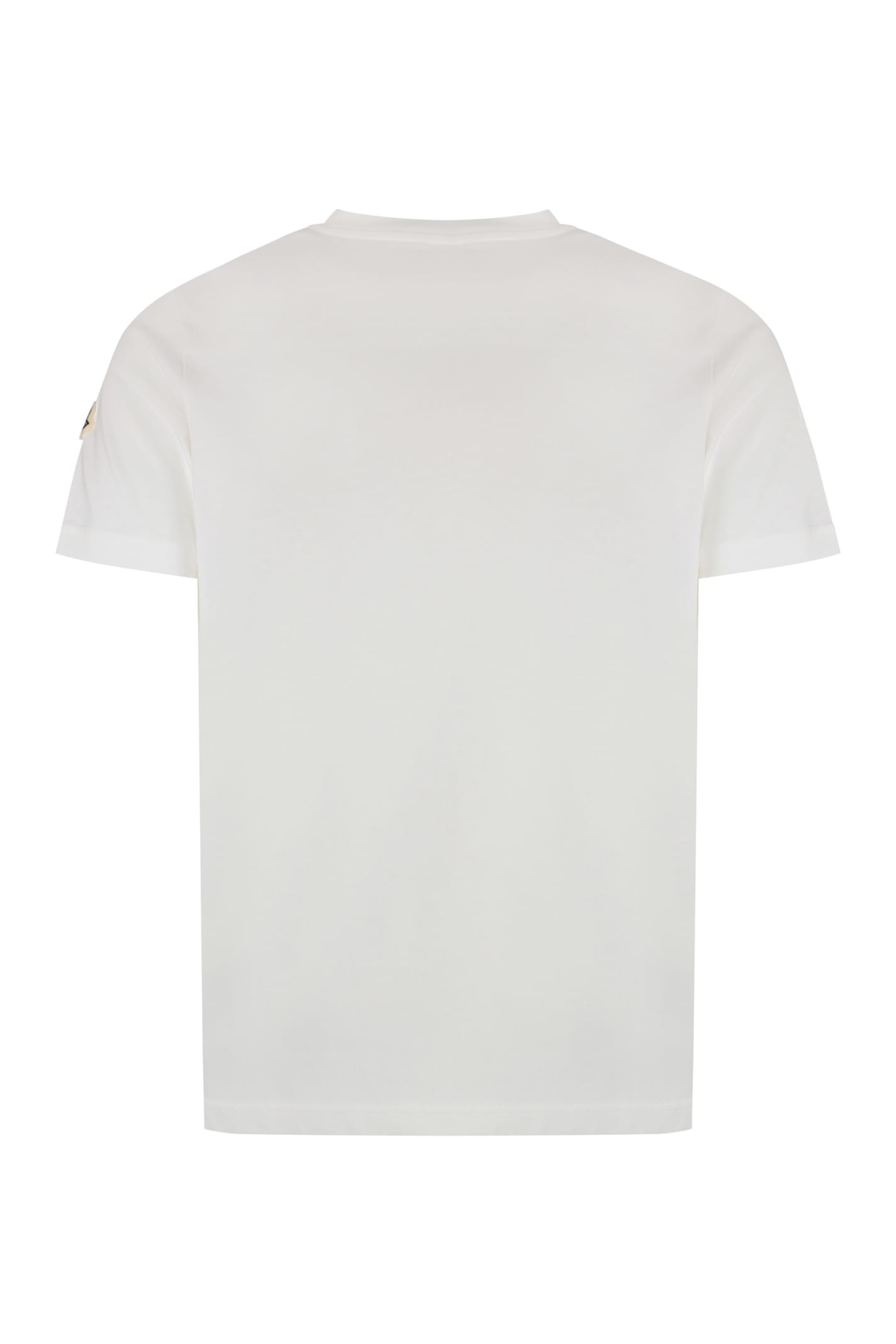 Shop Moncler Logo Cotton T-shirt In Ivory