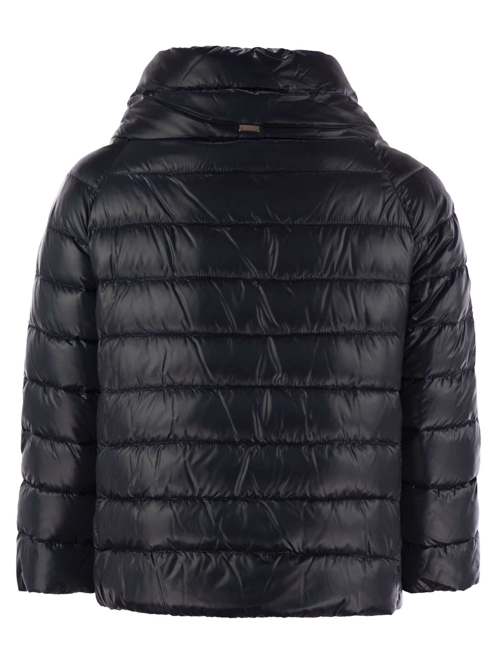 Herno Woman Puffer Black Size 6 Polyamide, Polyester, Cotton In Navy Blue