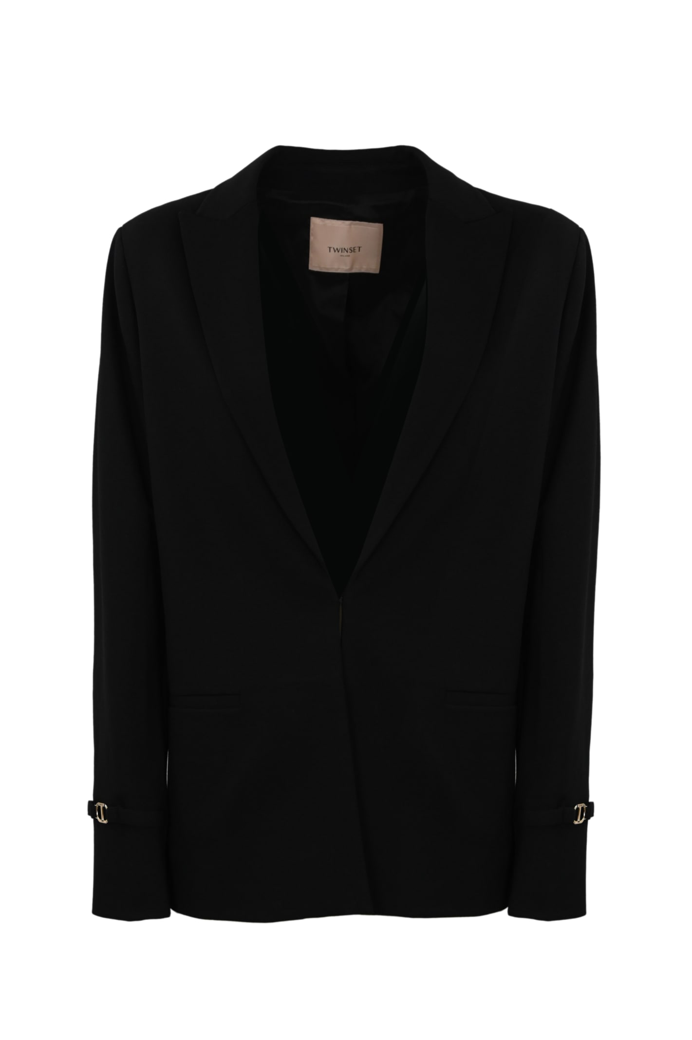 Shop Twinset Blazer With Oval T Strap In Black