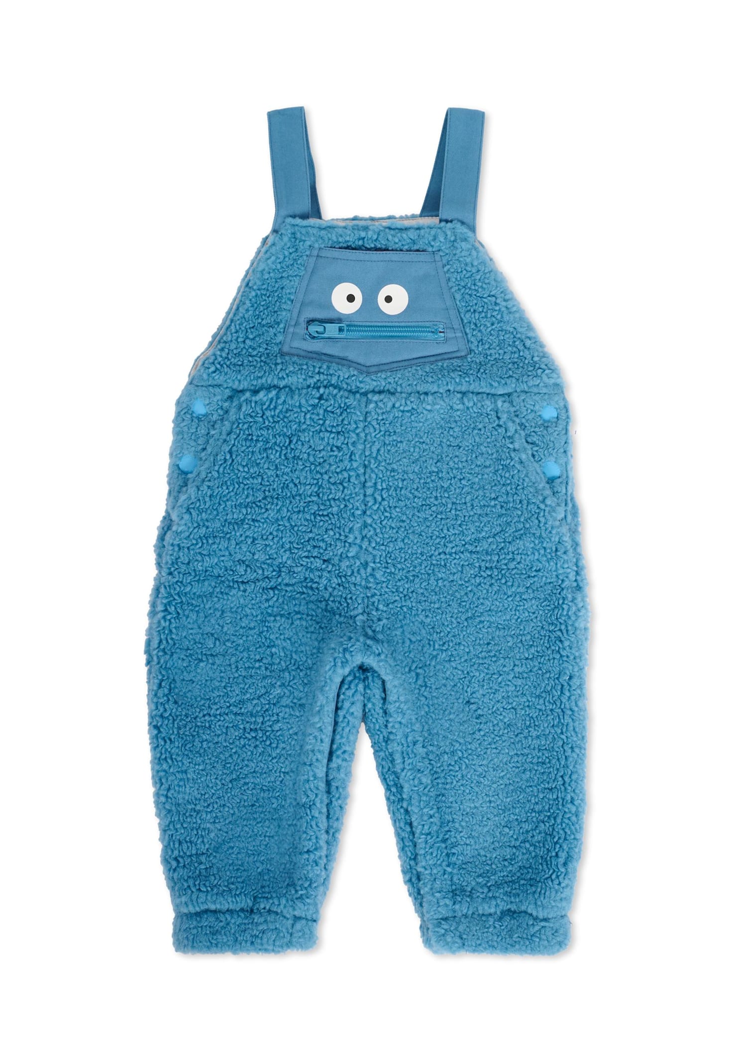Stella Mccartney Light Blue Dungarees For Baby Boy With Yeti In Blue