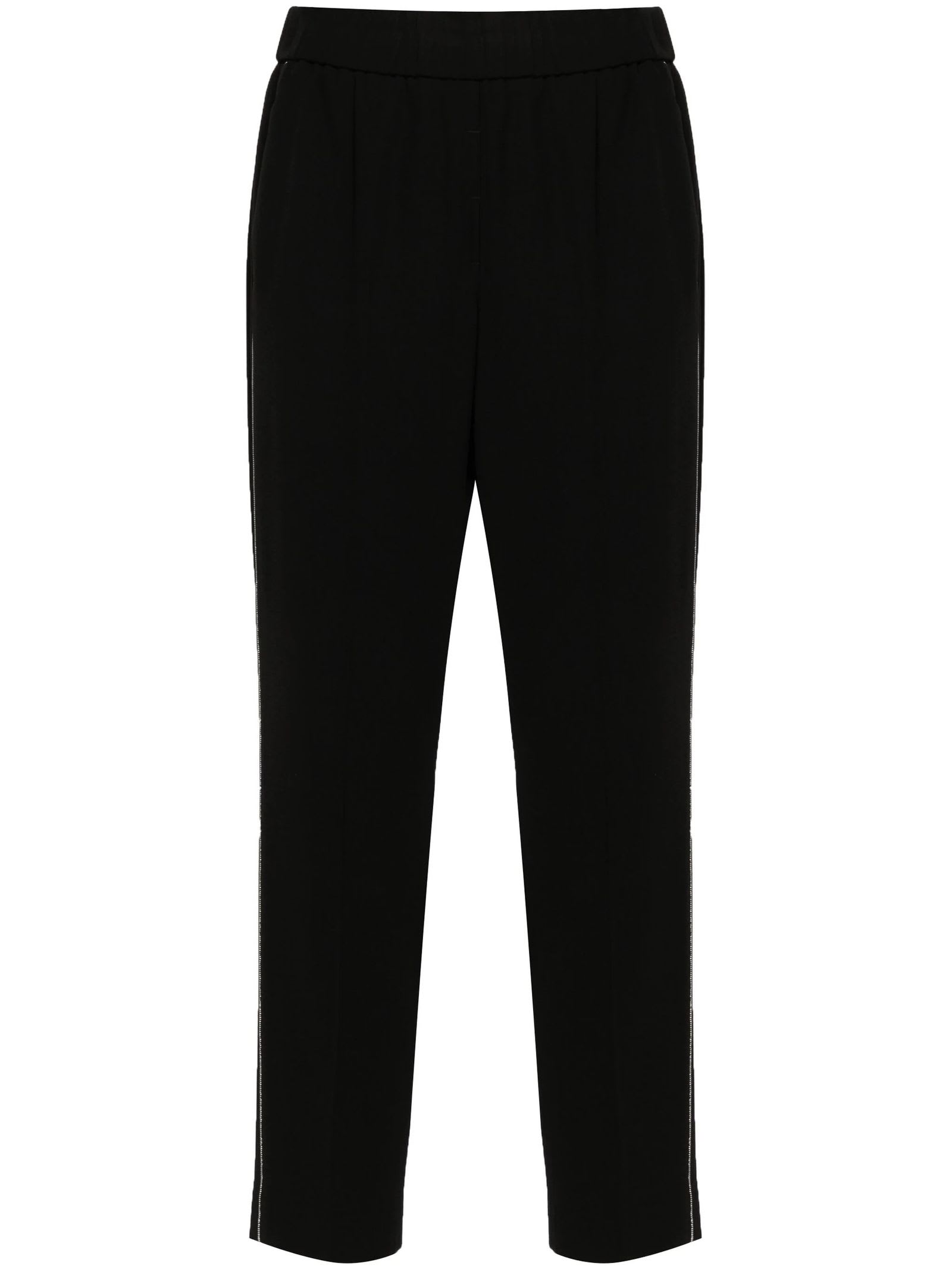 Shop Peserico Black Wool Blend Carrot Trousers