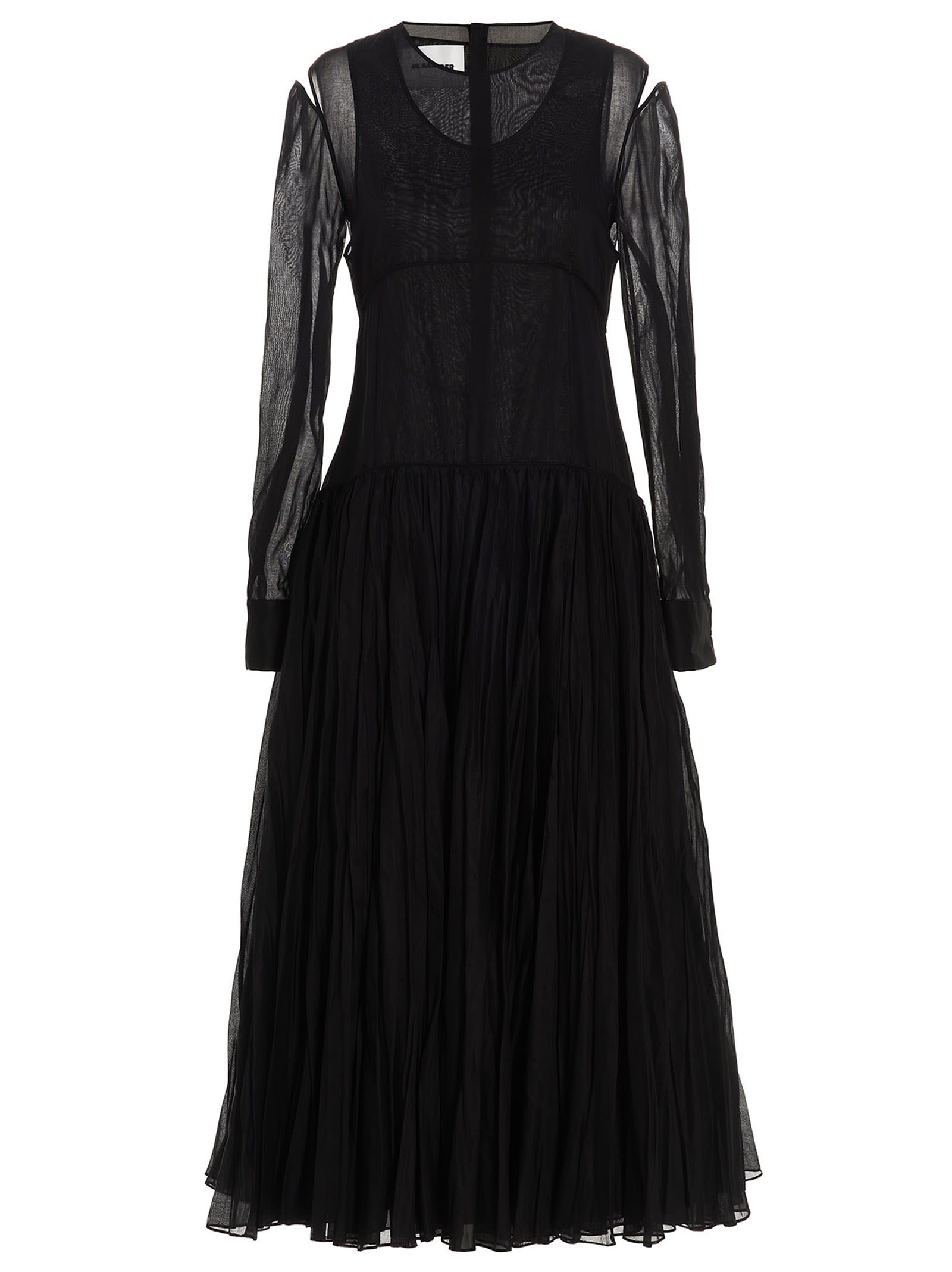 Shop Jil Sander Pleated Skirt Dress In Black